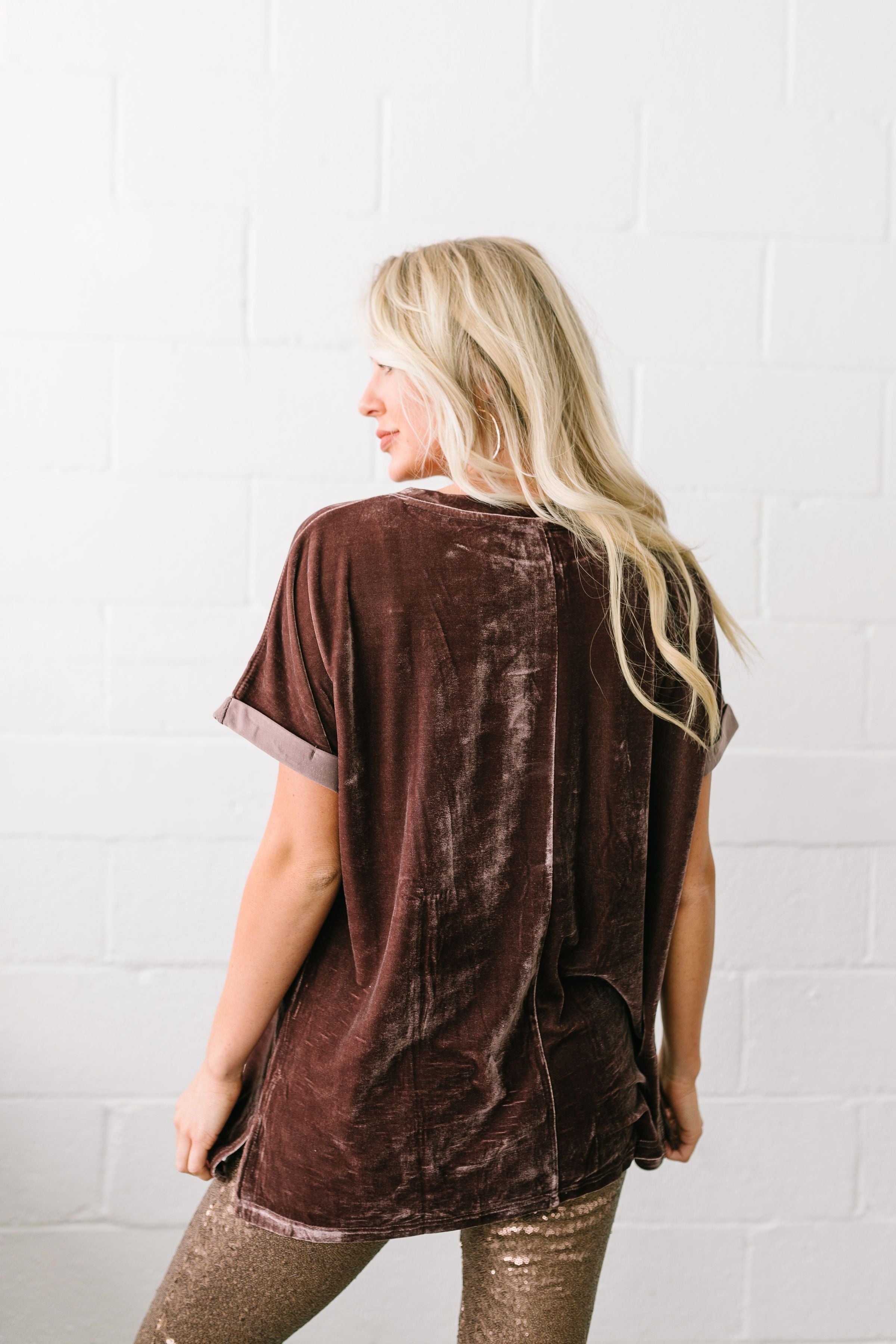 Velvet Dreams Crew Neck Top In Midnight