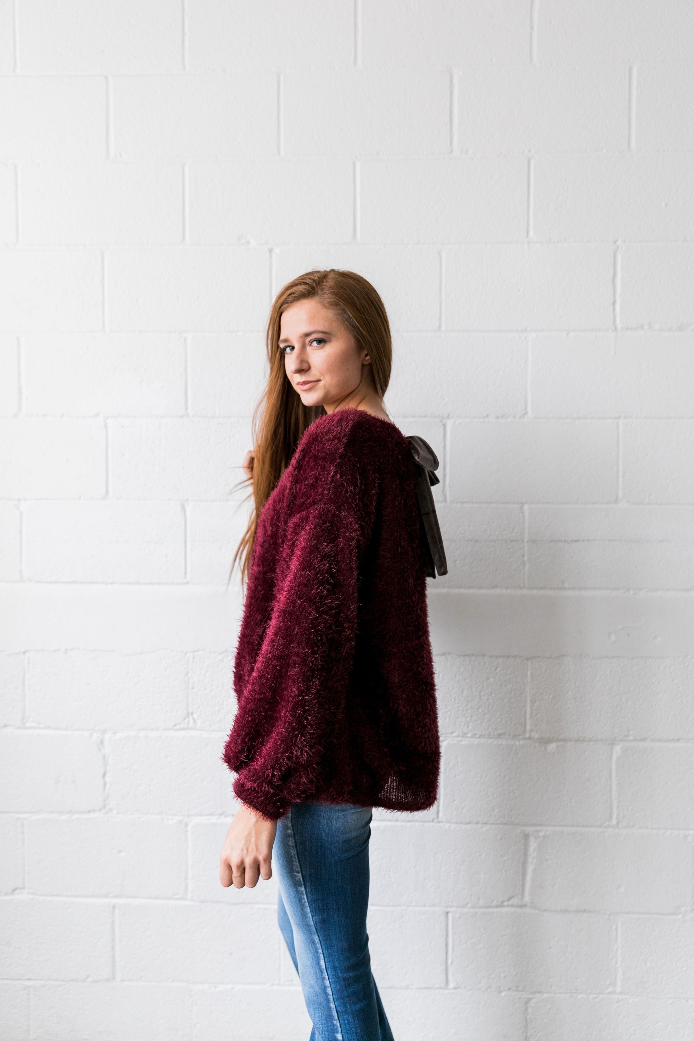 Velvet Ties Fuzzy Sweater - ALL SALES FINAL