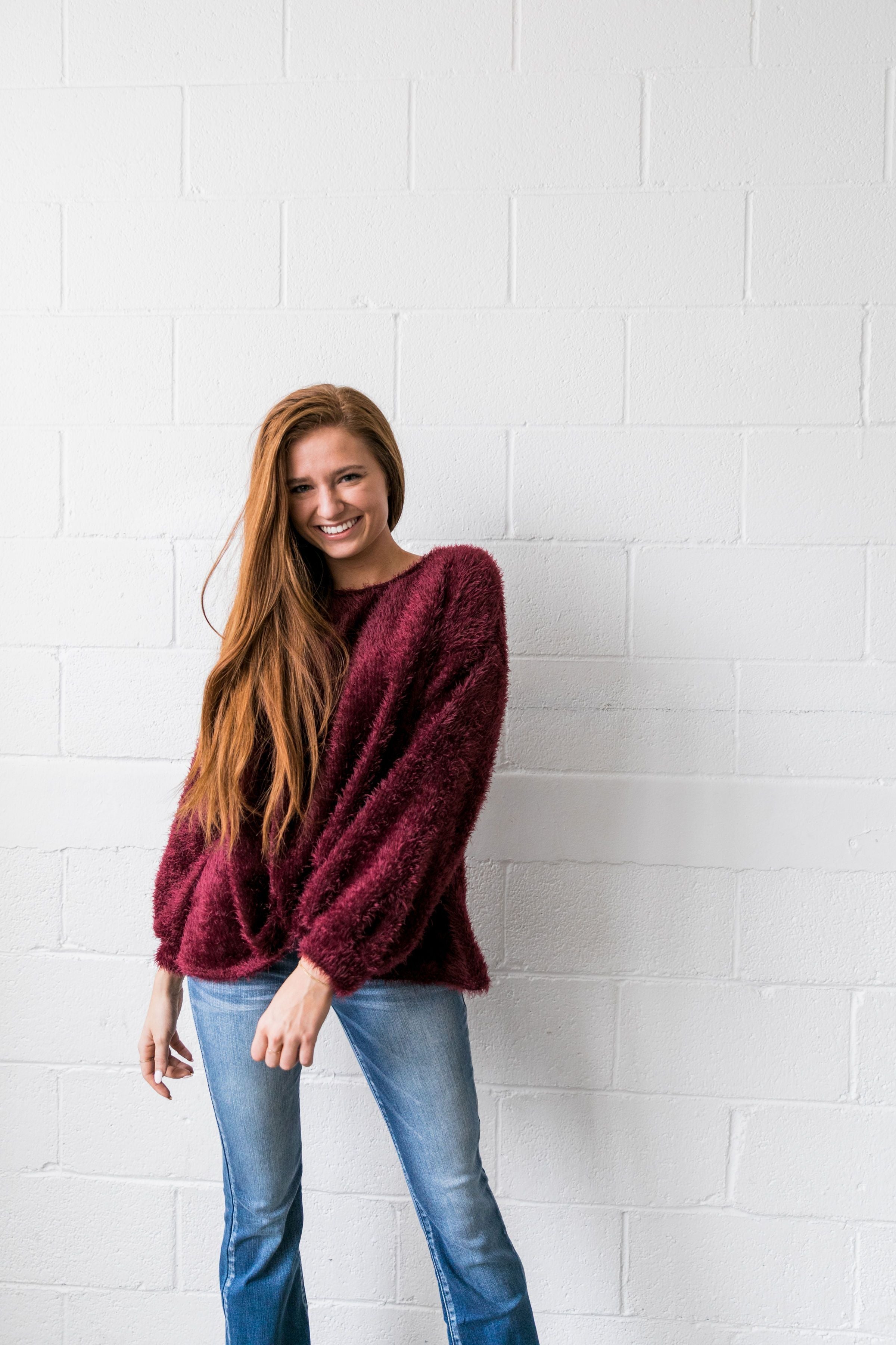 Velvet Ties Fuzzy Sweater - ALL SALES FINAL