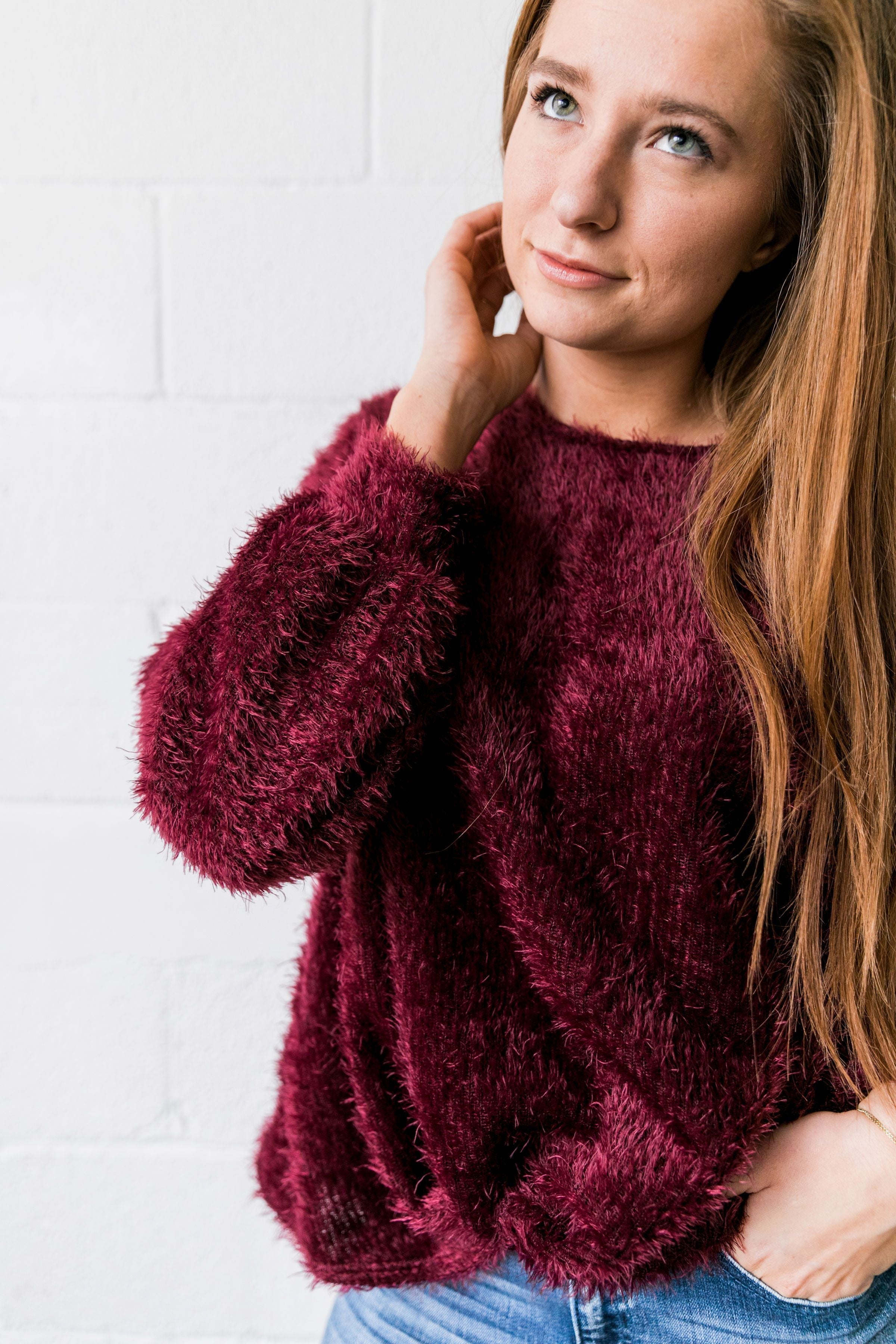 Velvet Ties Fuzzy Sweater - ALL SALES FINAL