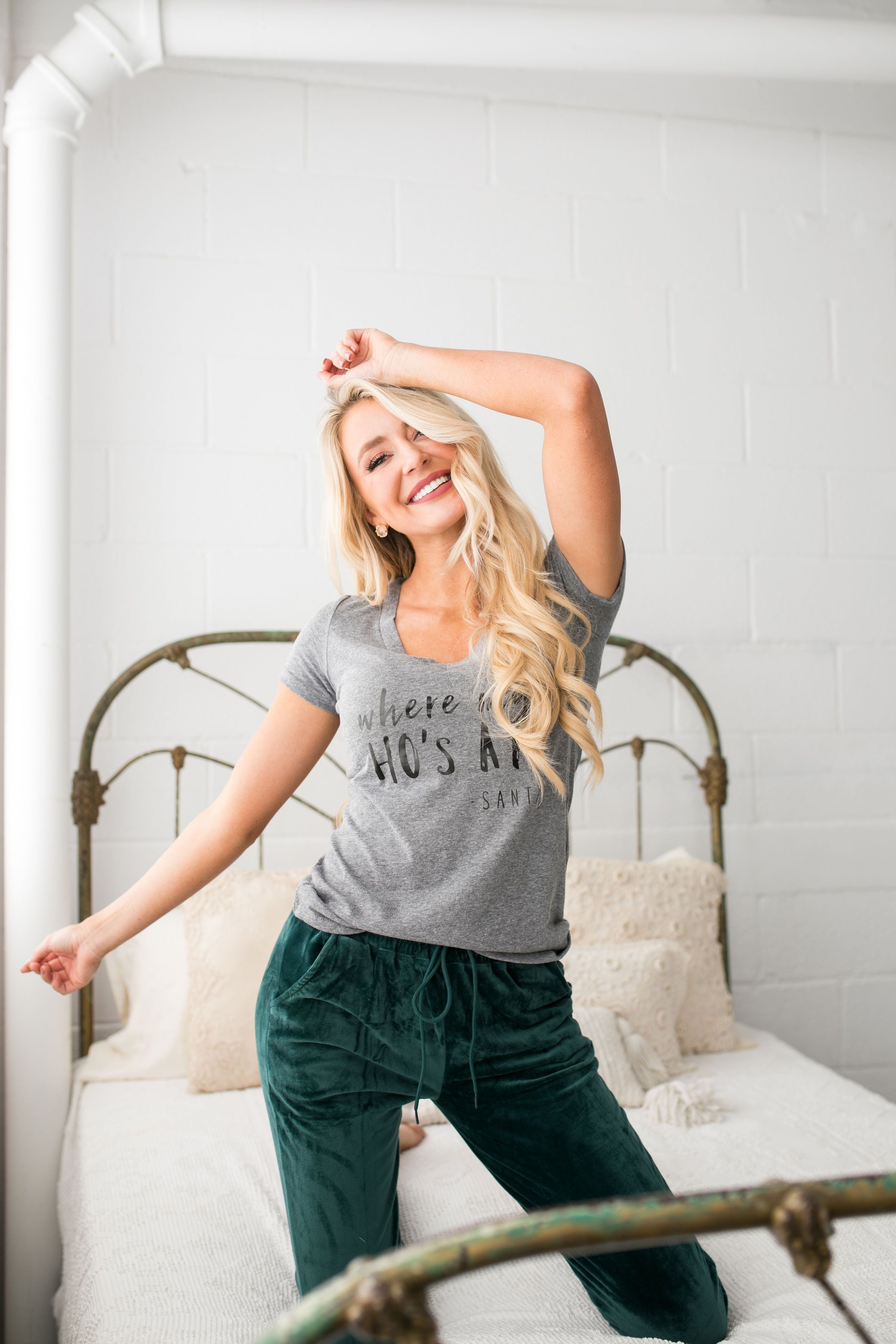 Very Velvety Velour Joggers In Green - ALL SALES FINAL