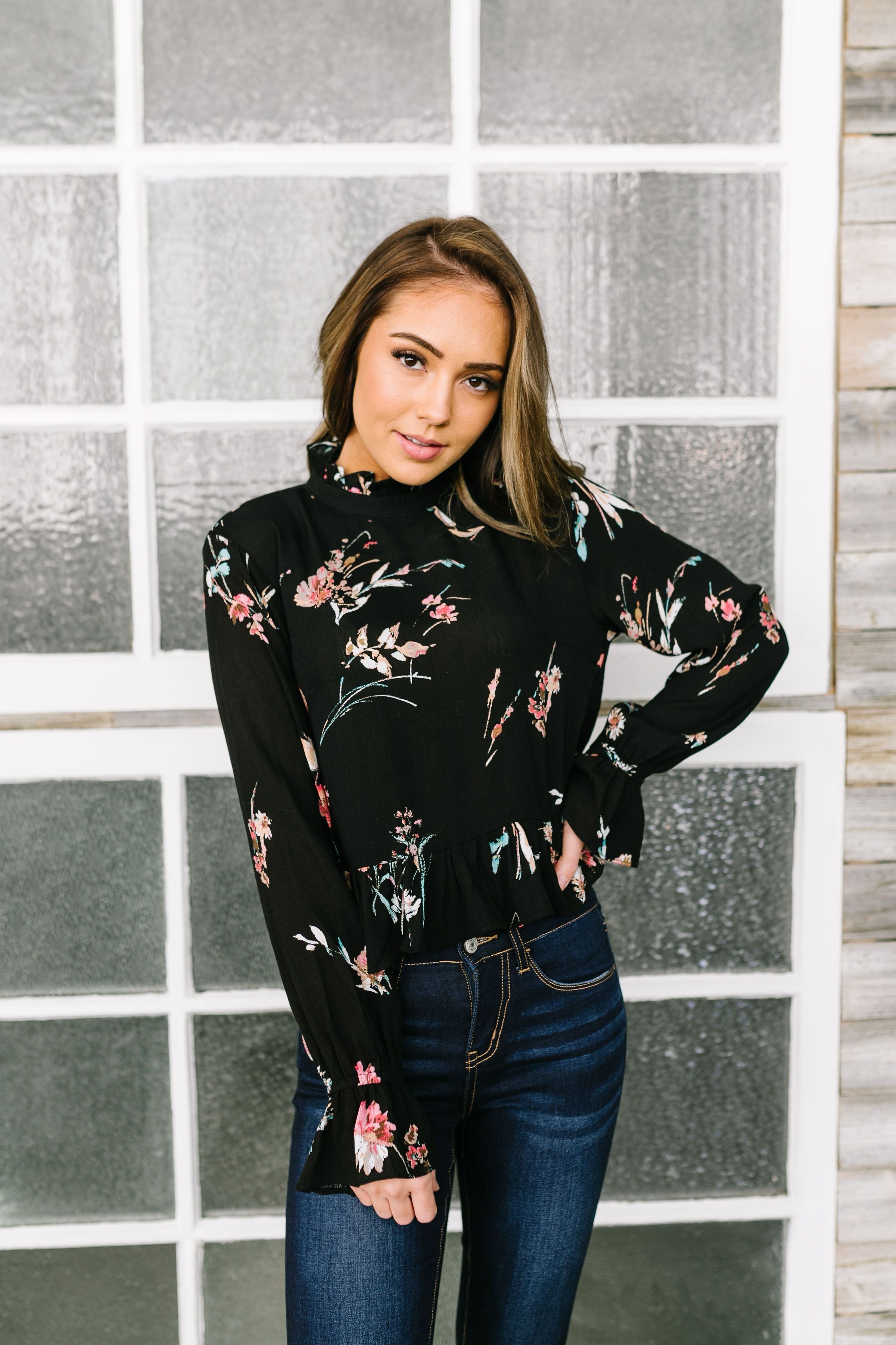 Very Victorian Black Floral Blouse