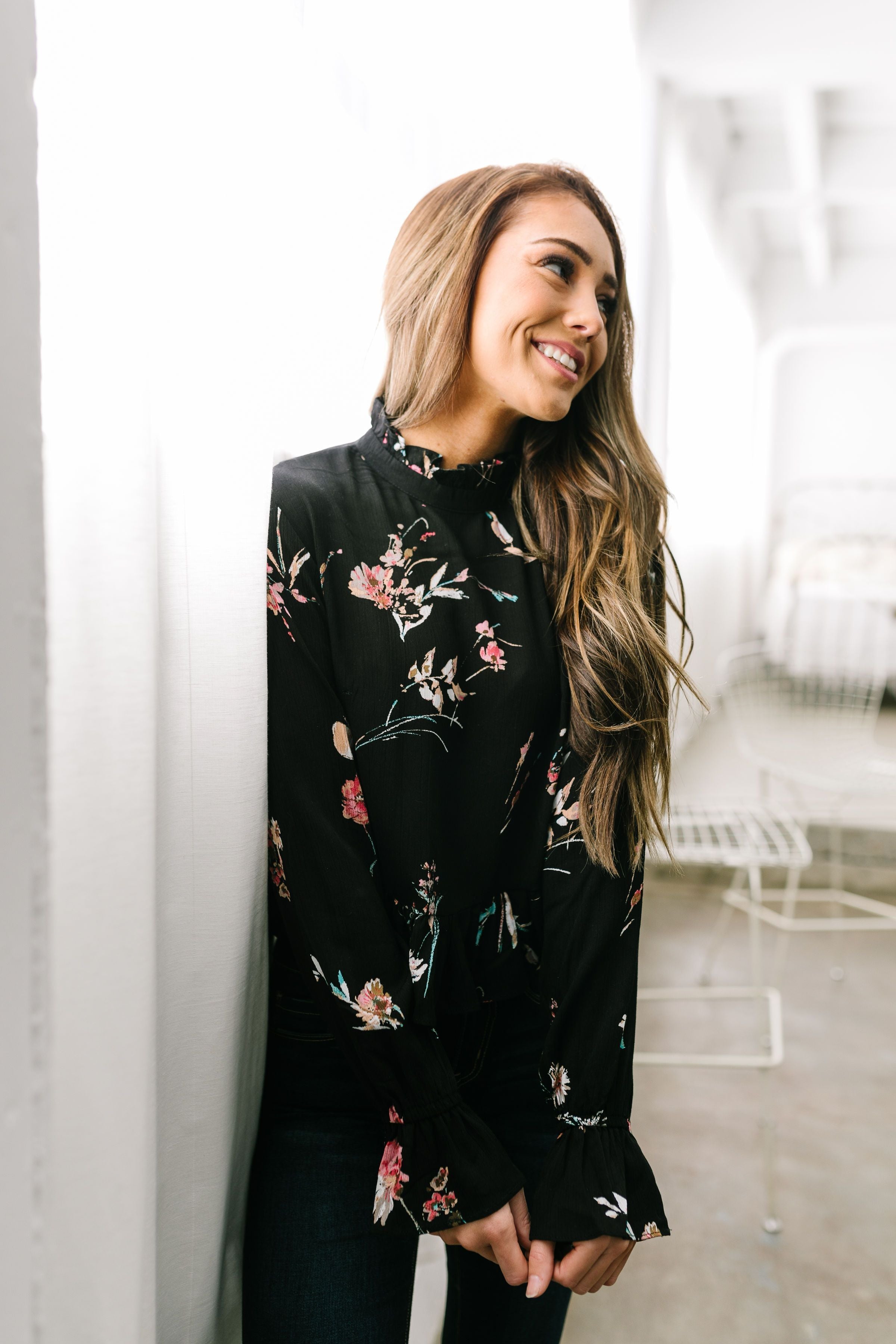 Very Victorian Black Floral Blouse