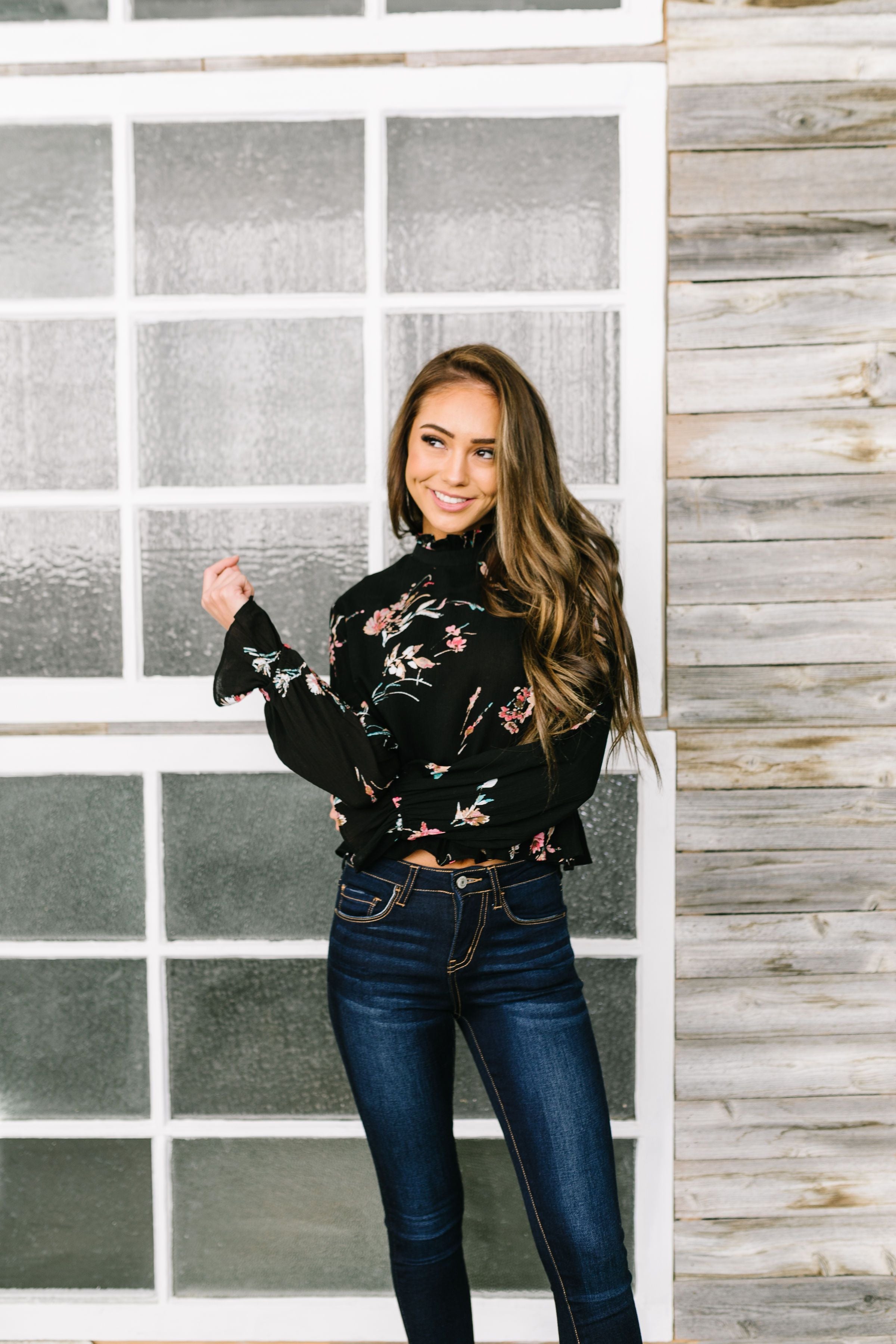 Very Victorian Black Floral Blouse