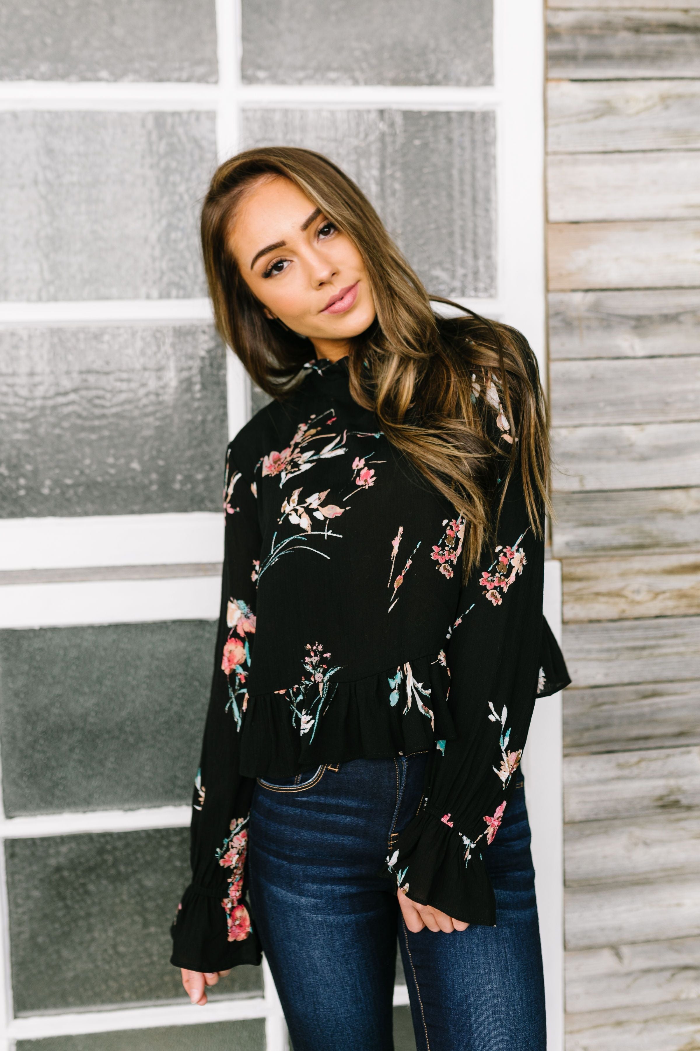 Very Victorian Black Floral Blouse