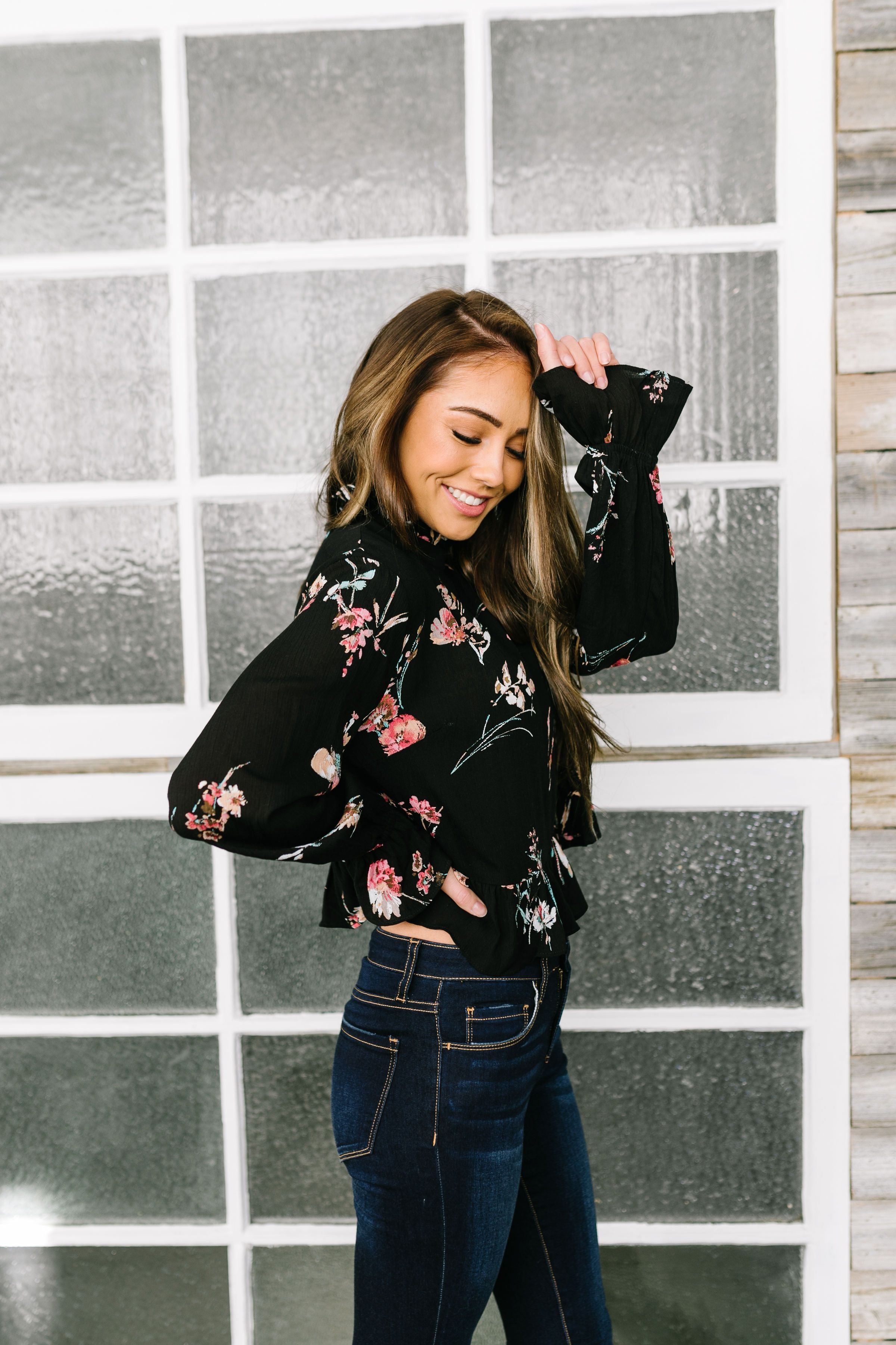 Very Victorian Black Floral Blouse