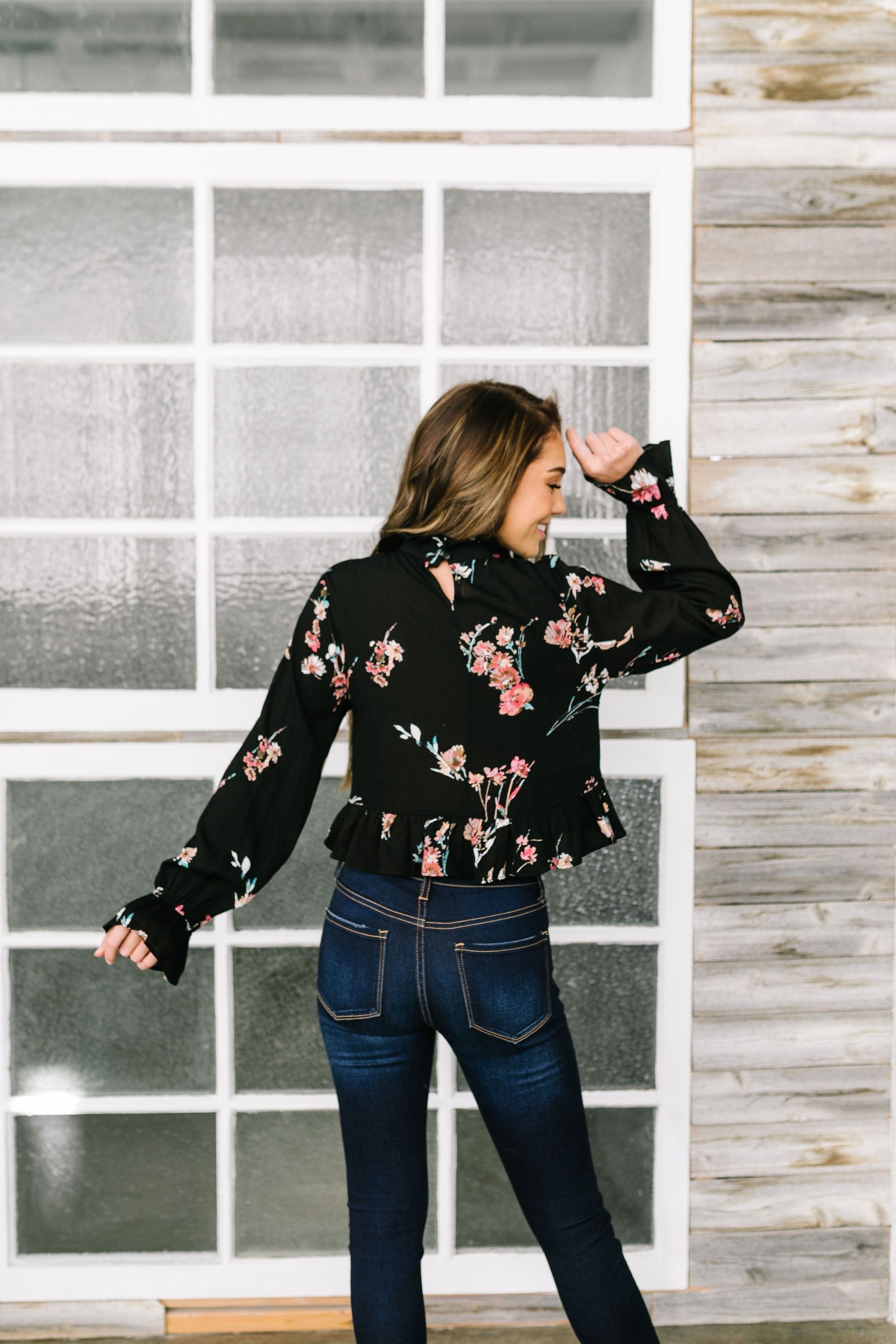Very Victorian Black Floral Blouse