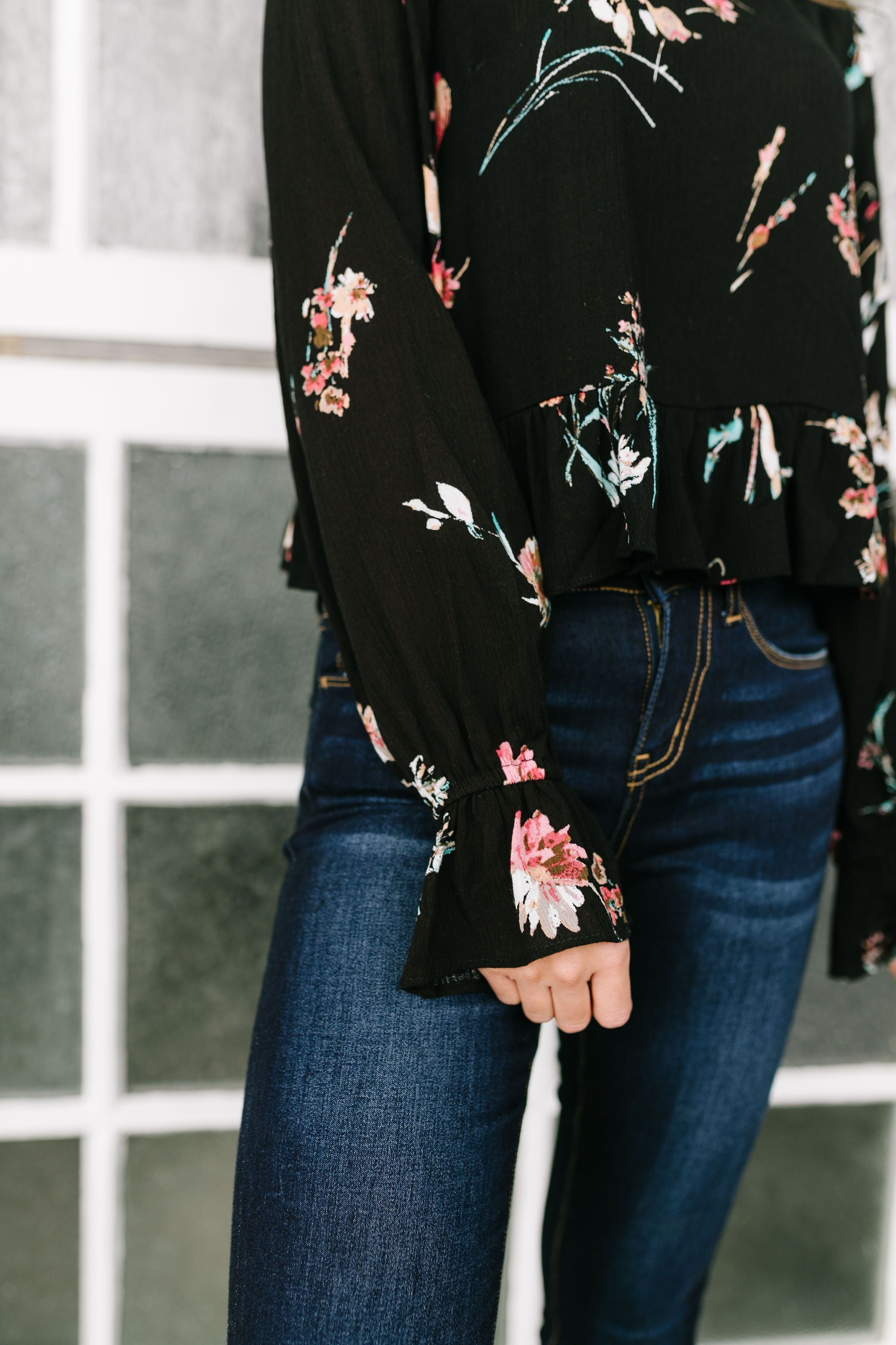 Very Victorian Black Floral Blouse