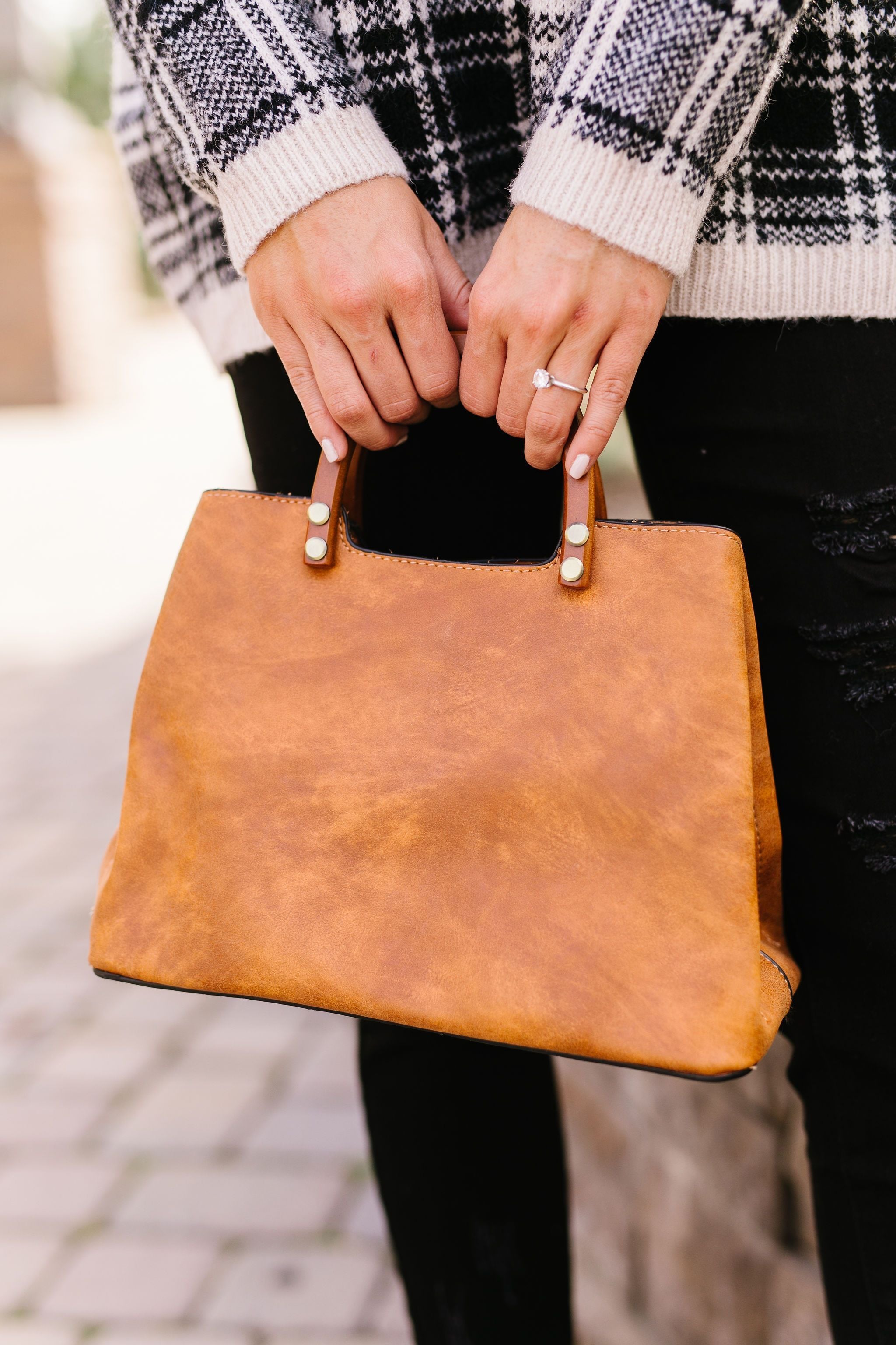 Vintage Wood Handled Satchel