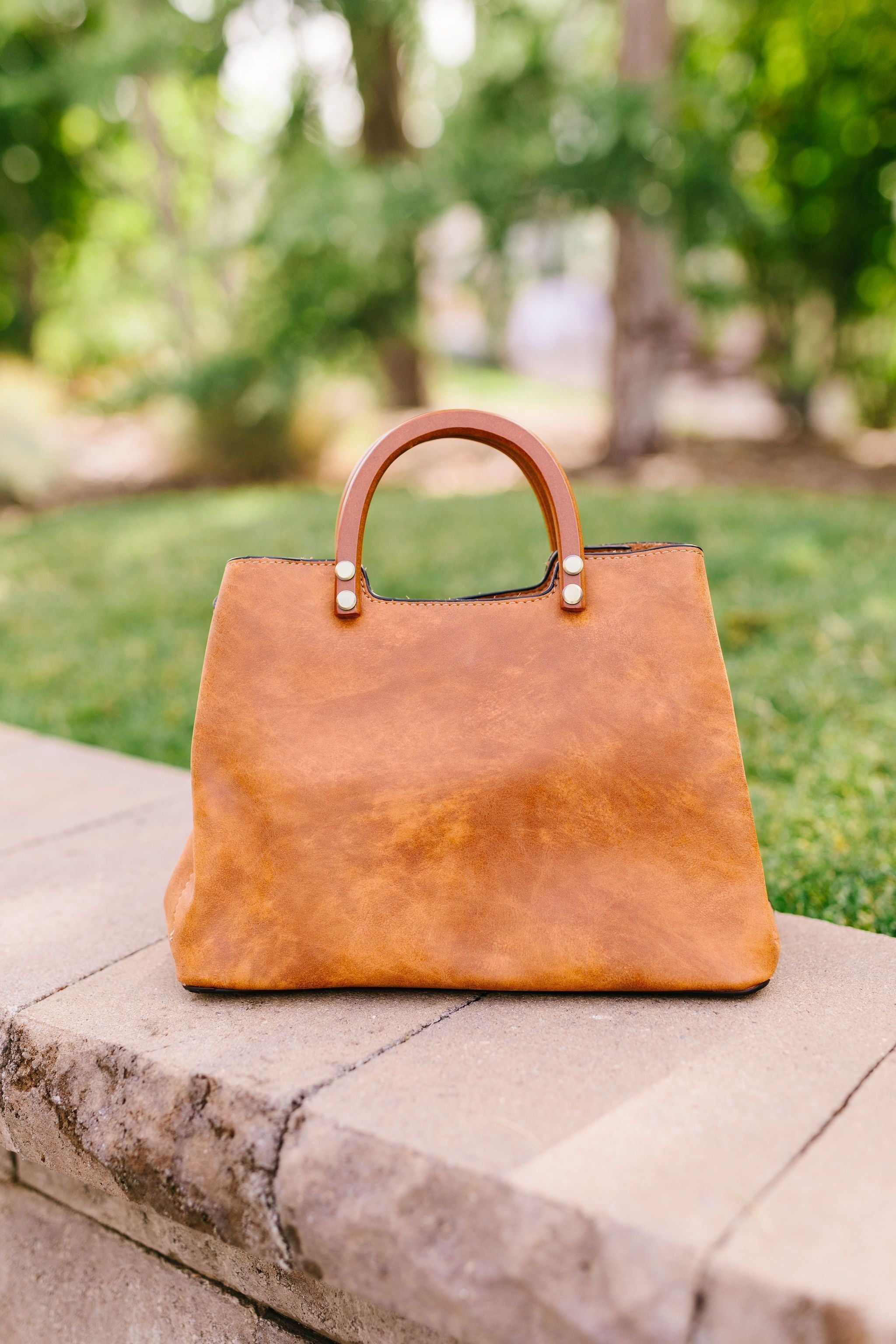 Vintage Wood Handled Satchel