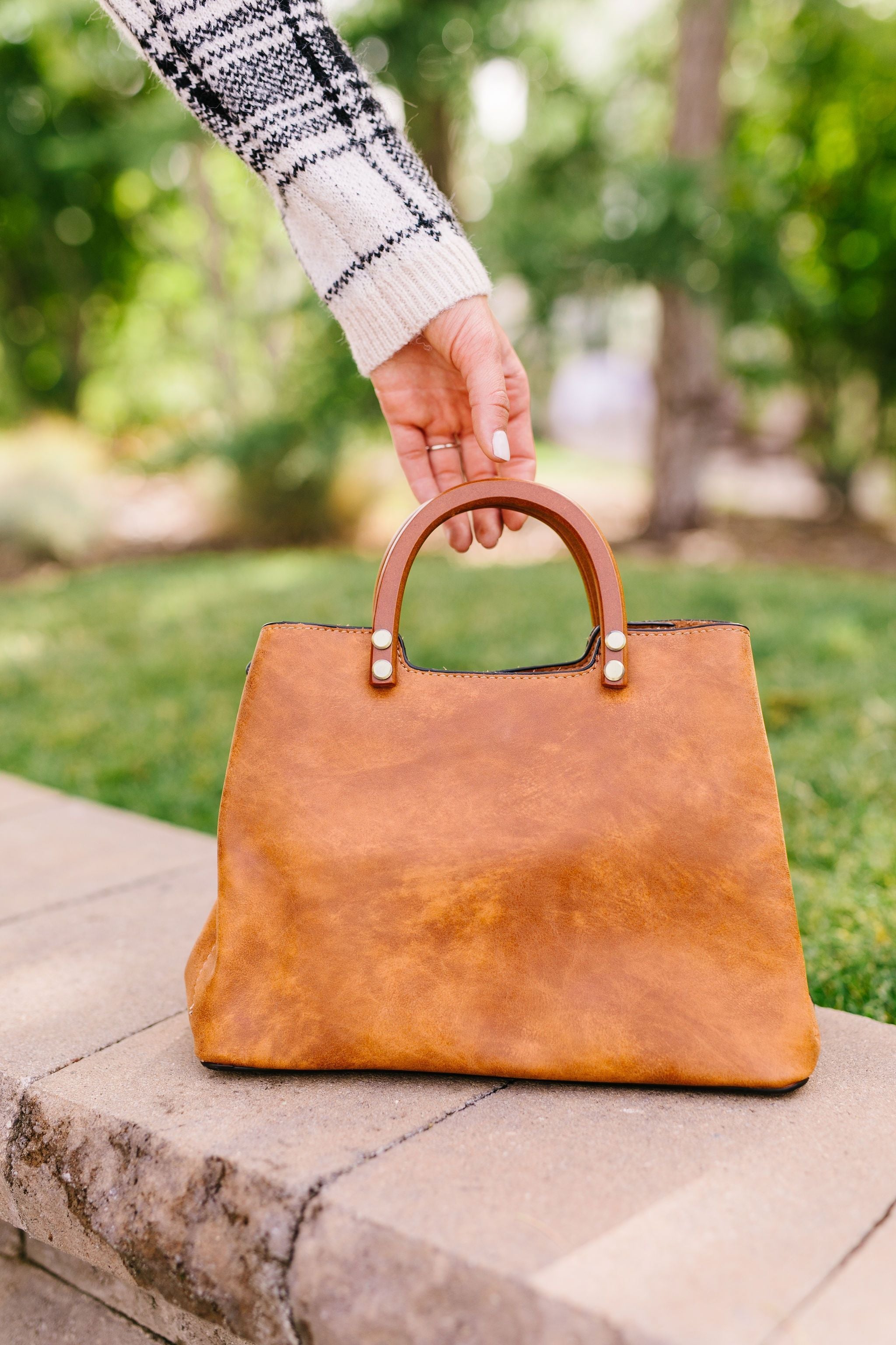 Vintage Wood Handled Satchel