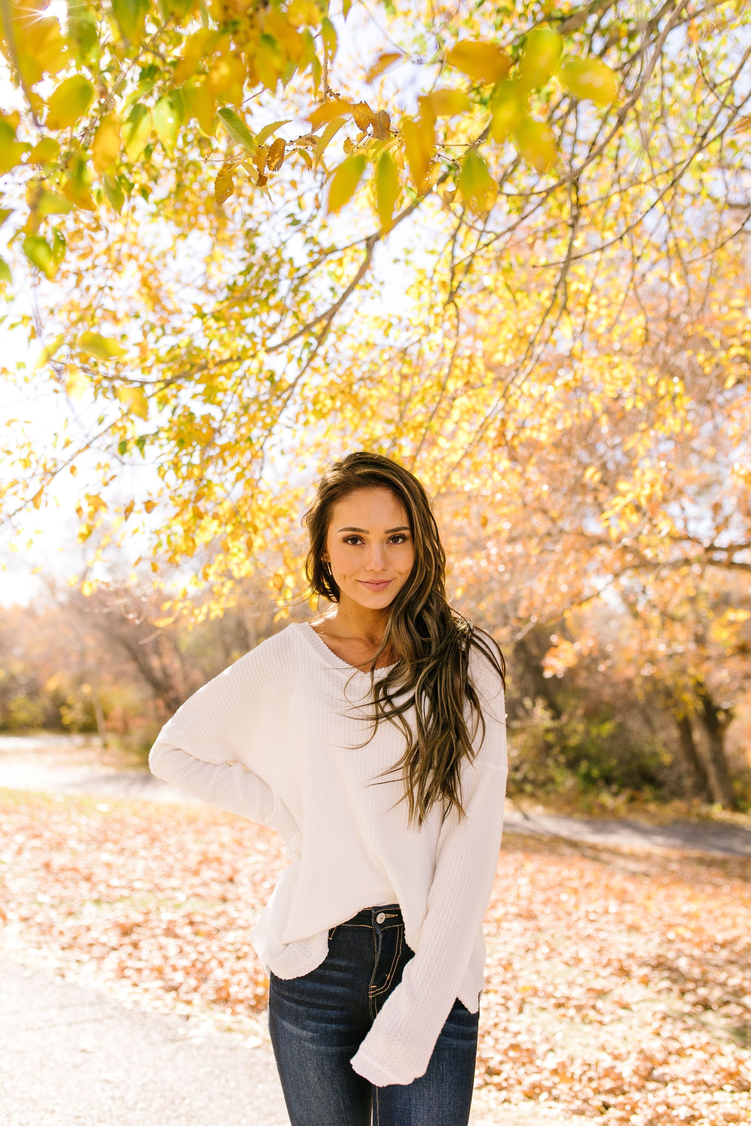 Wake Up And Go Waffle Knit Top In Ivory