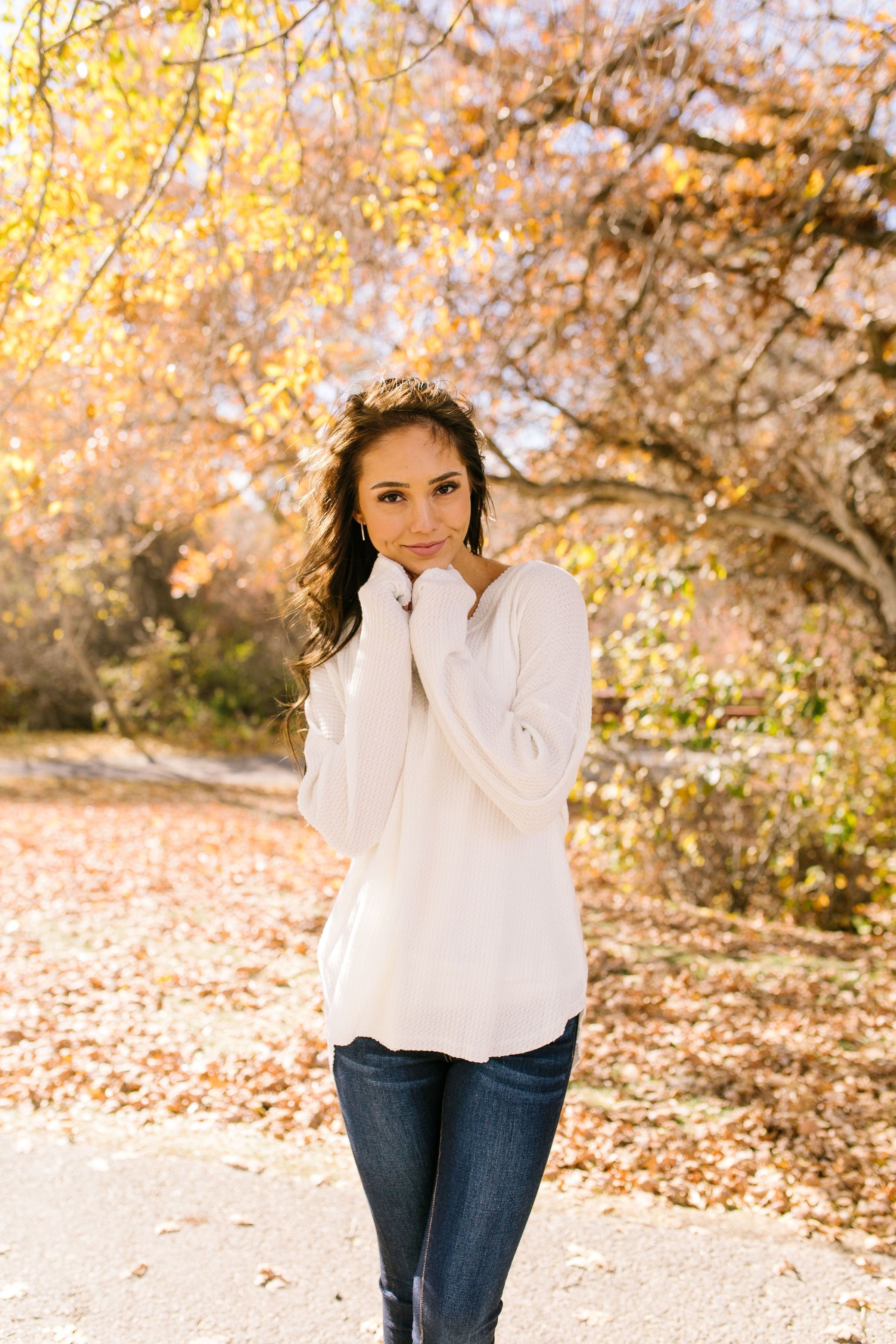 Wake Up And Go Waffle Knit Top In Ivory