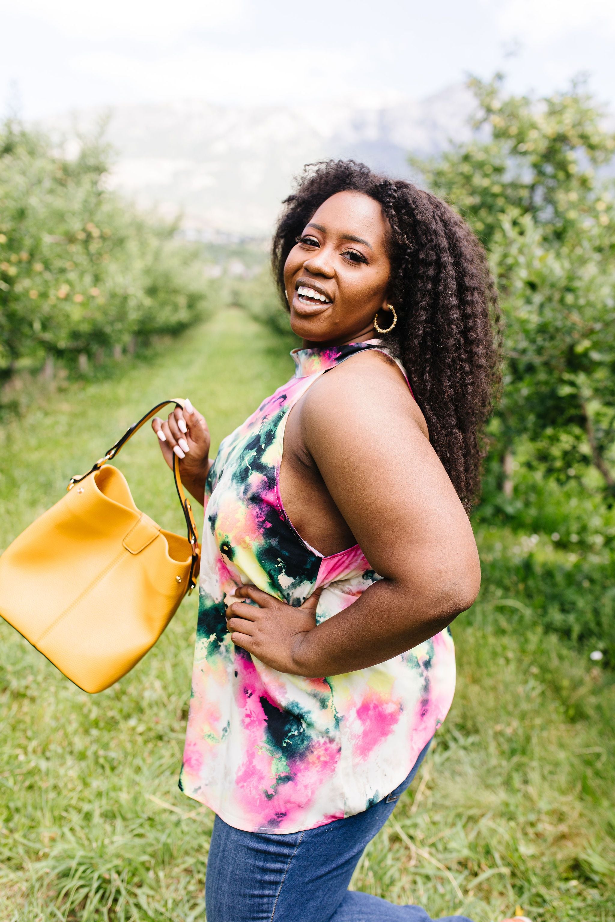 Watercolor Tie Dye Garden Halter Top