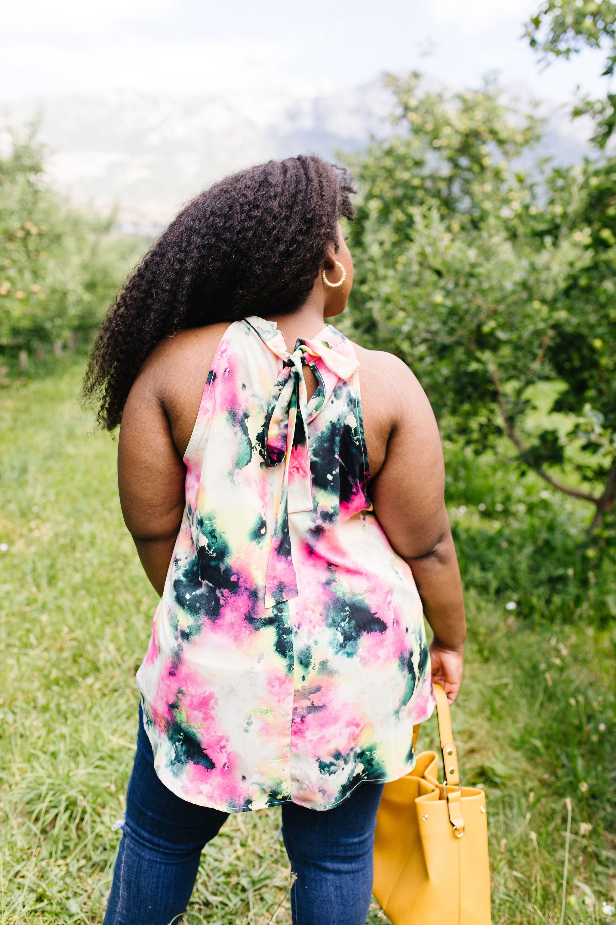 Watercolor Tie Dye Garden Halter Top