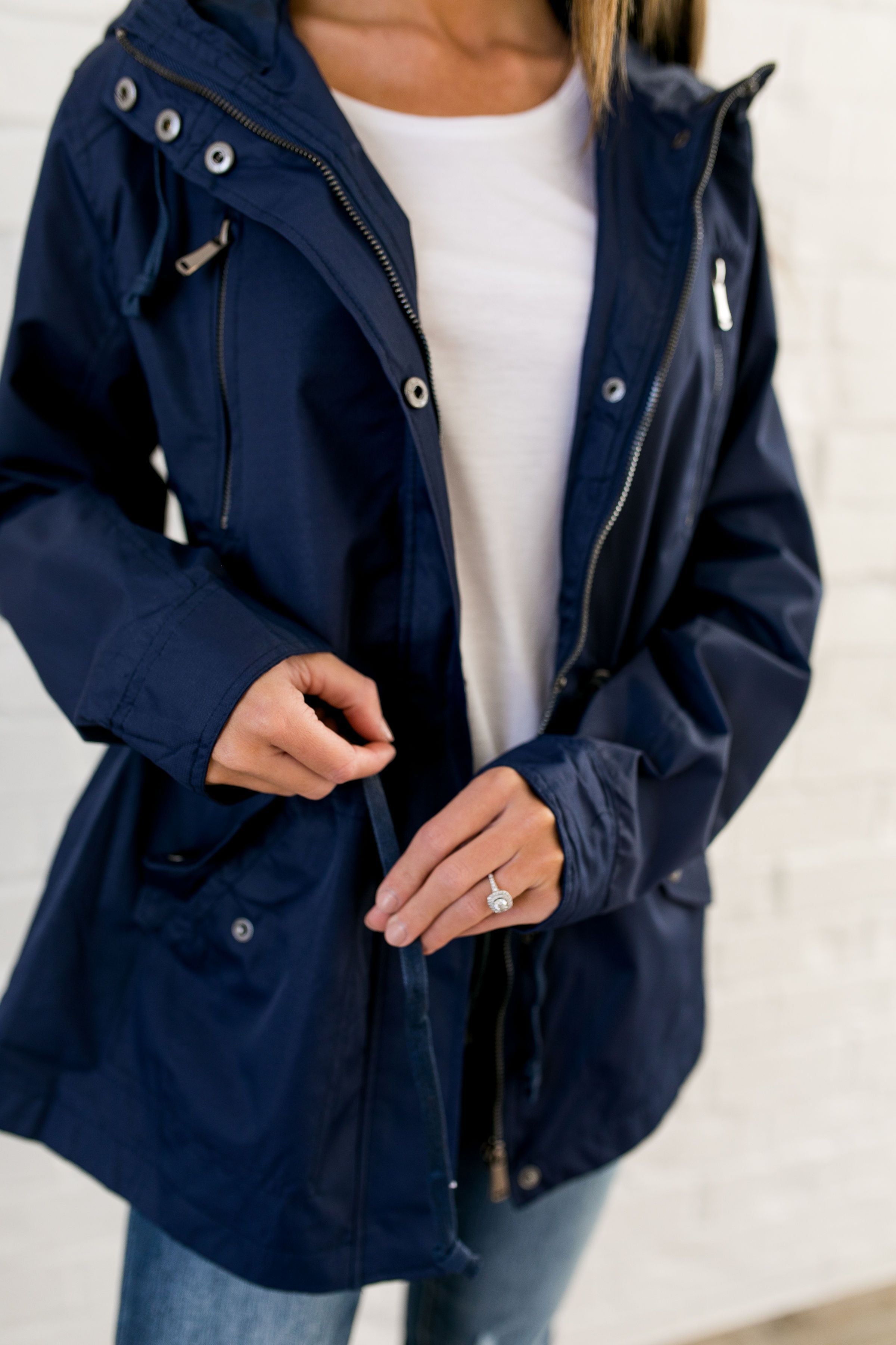 Waterproof Hooded Anorak In Navy