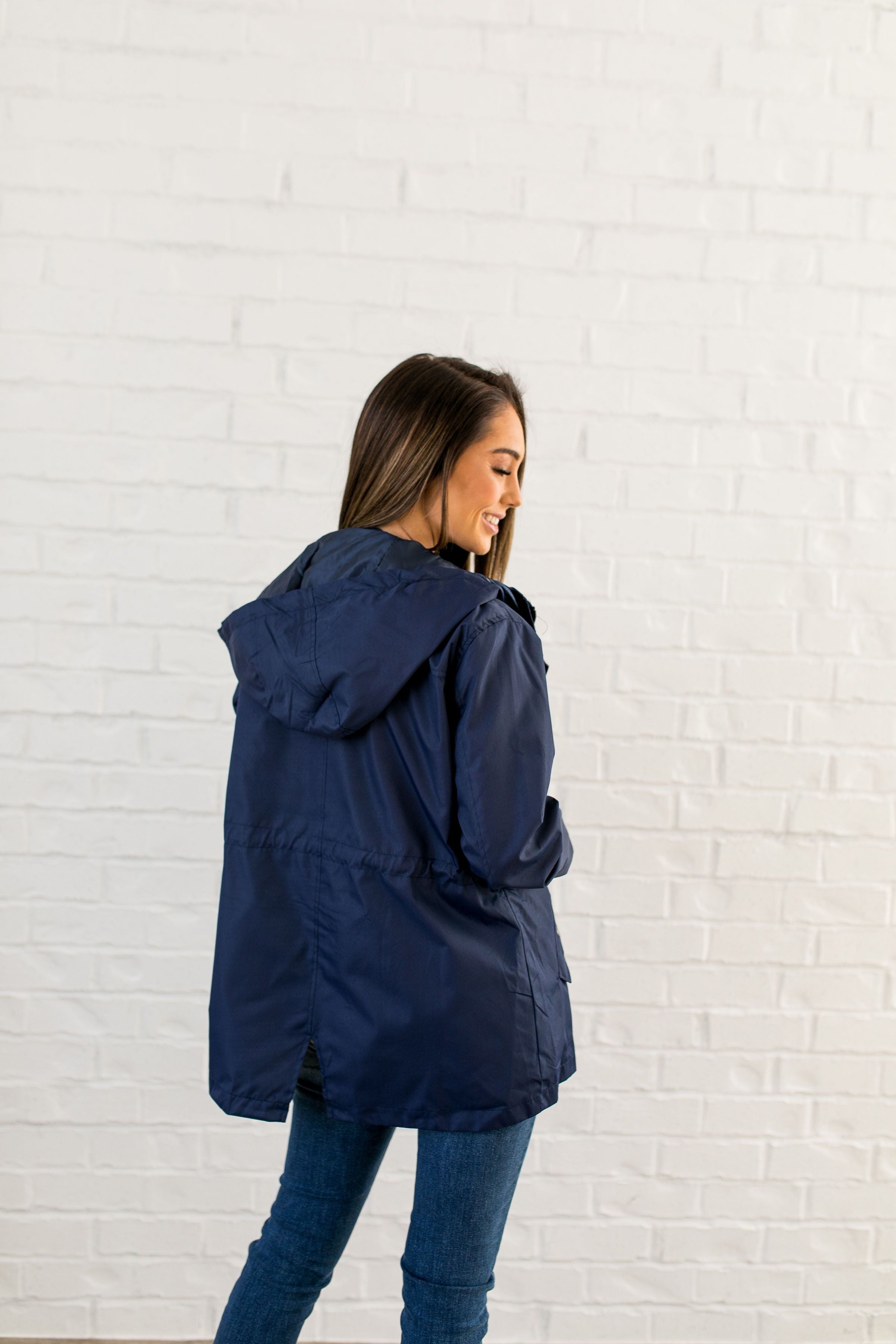 Waterproof Hooded Anorak In Navy