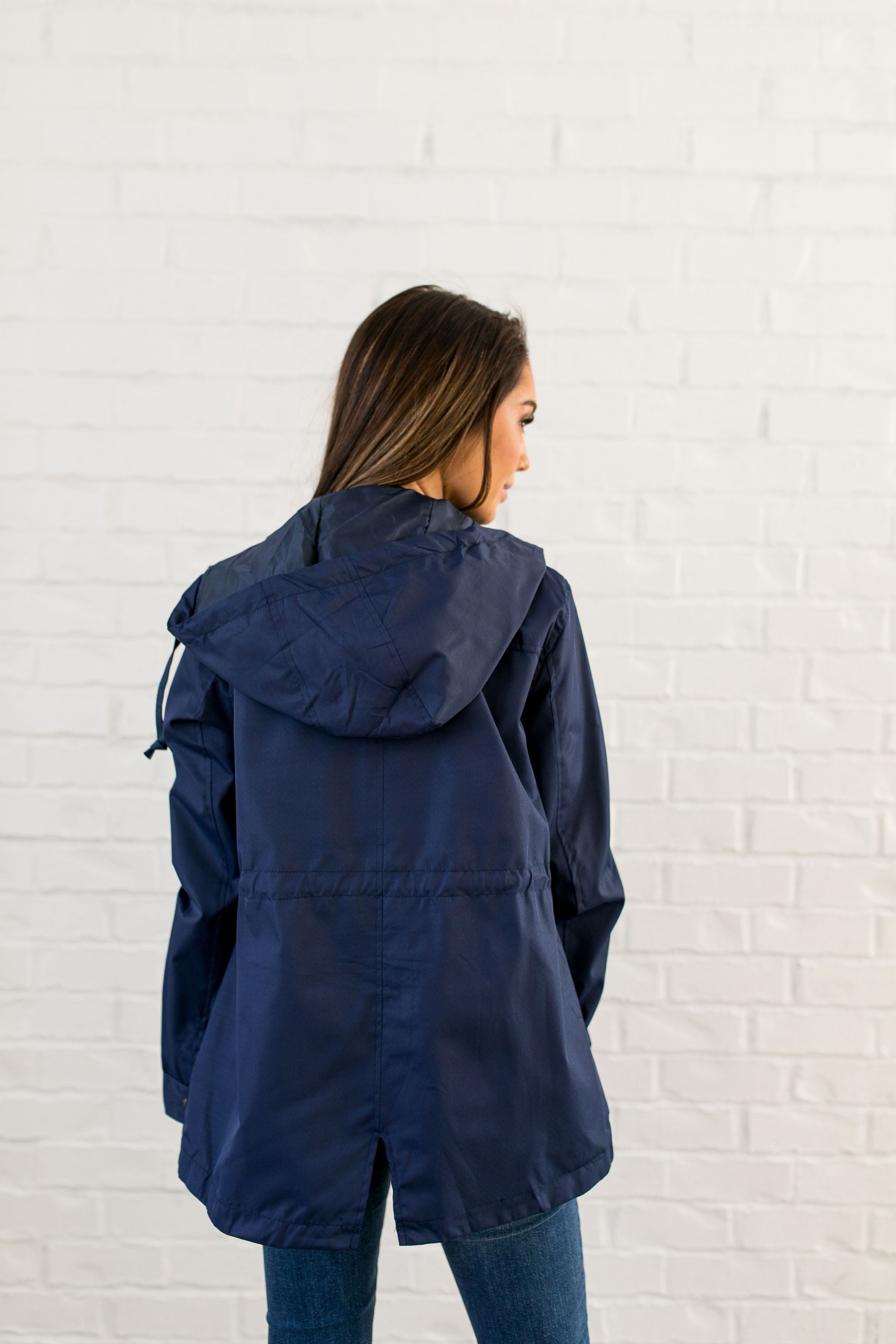 Waterproof Hooded Anorak In Navy