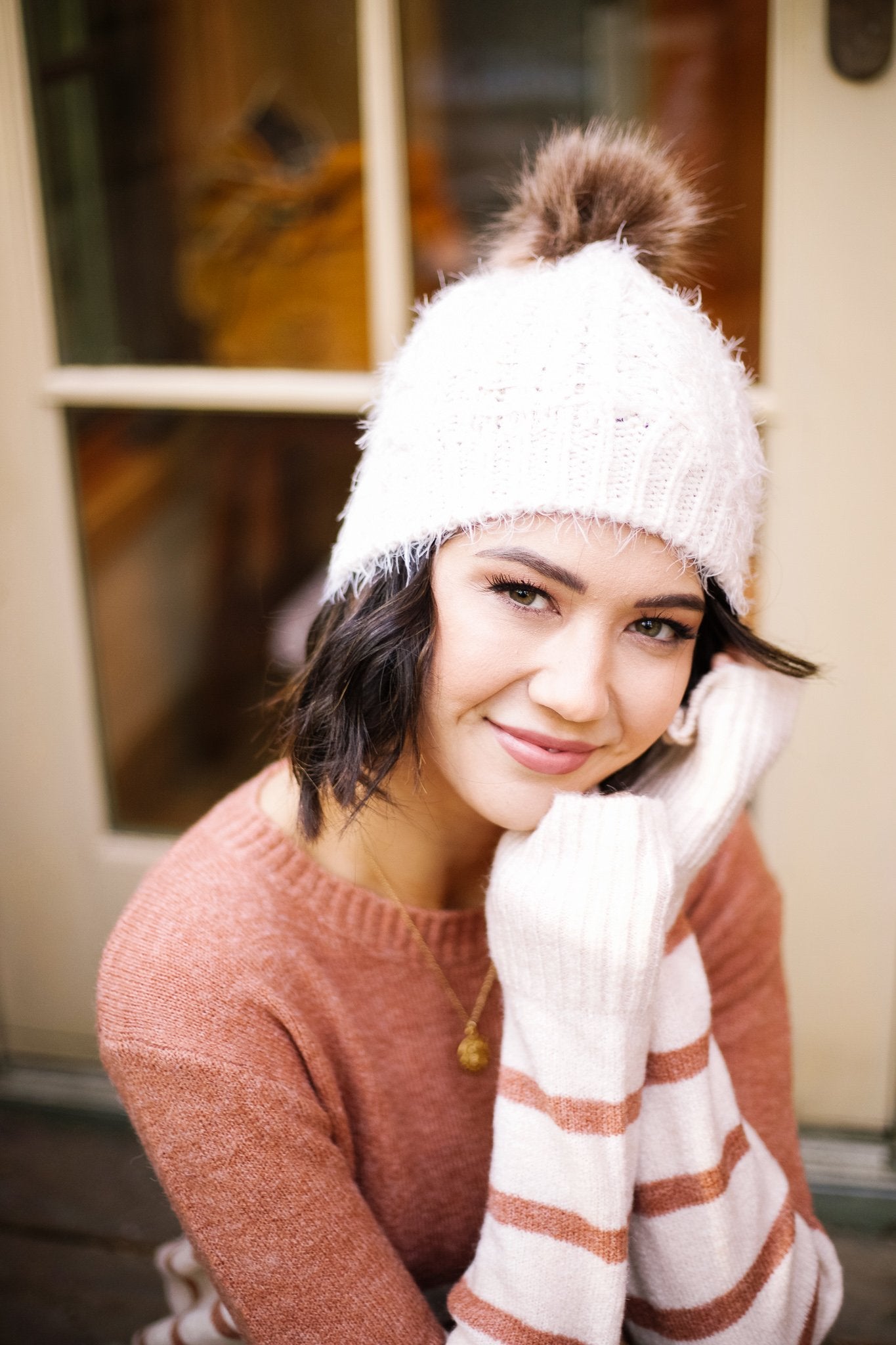 What The Fuzz Beanie In Ivory