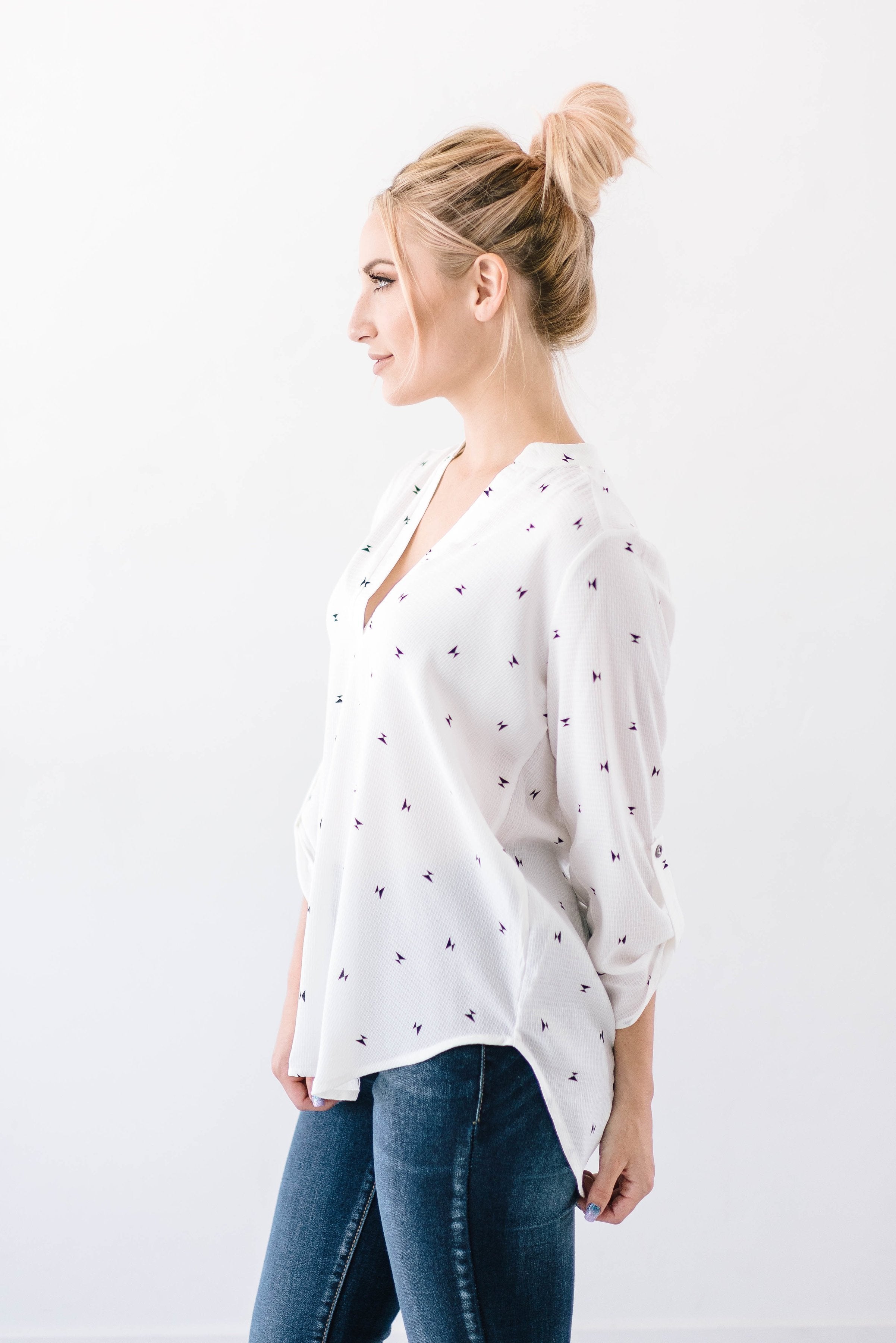 White + Black Bows Top