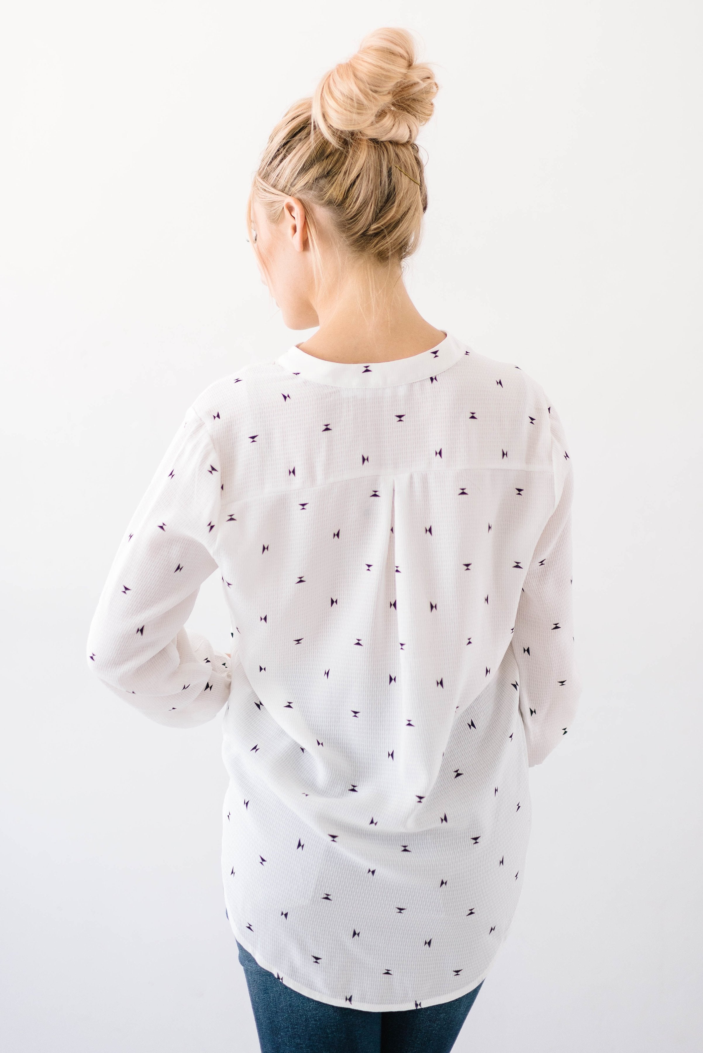 White + Black Bows Top