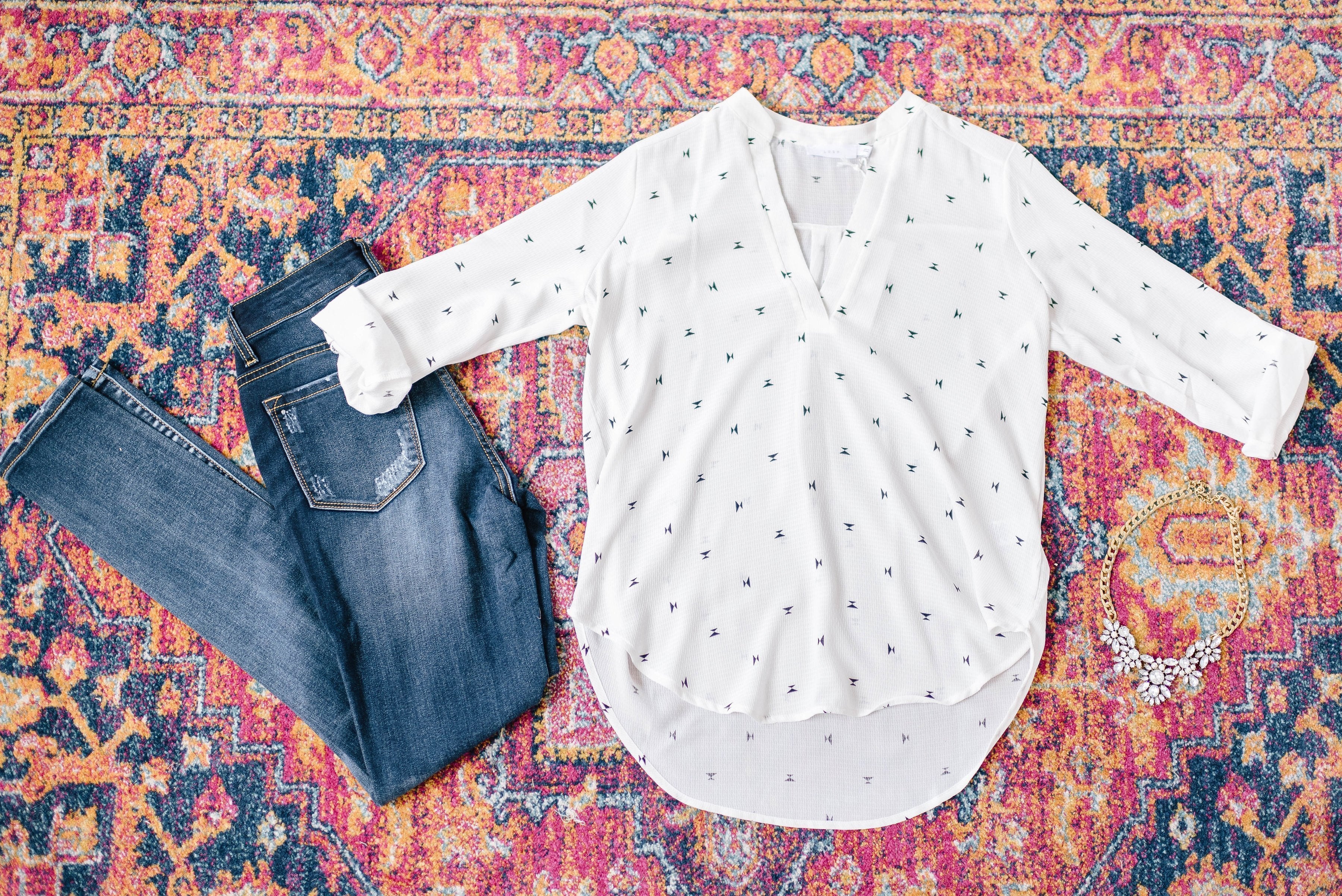 White + Black Bows Top