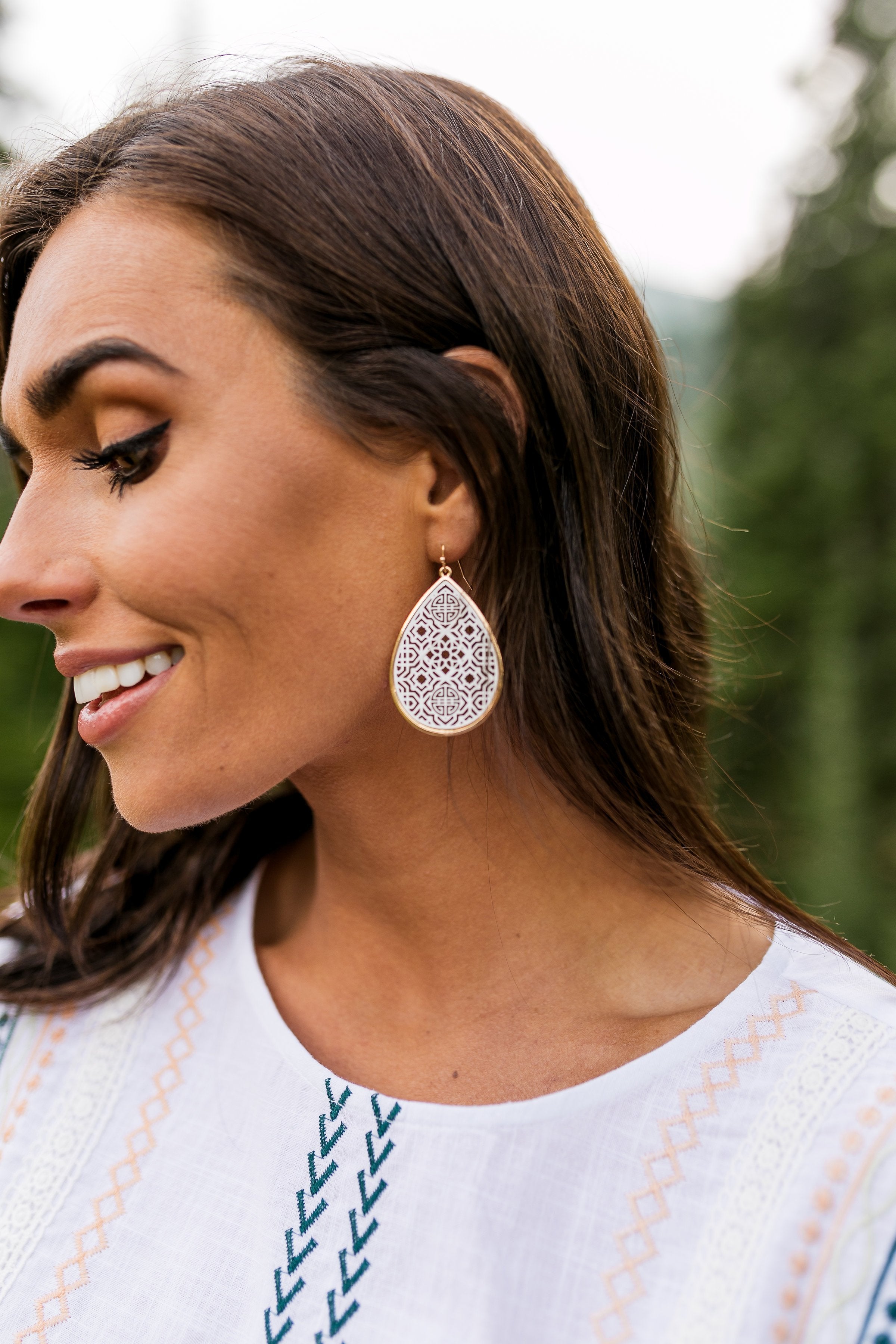 White Moroccan Cut Earrings