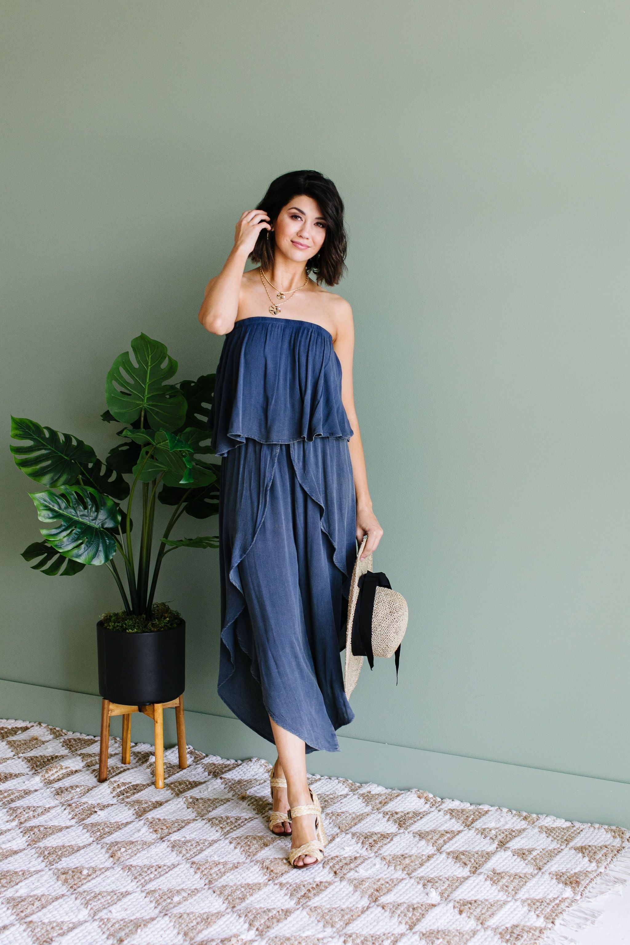 Wild Child Mineral Wash Jumpsuit In Midnight