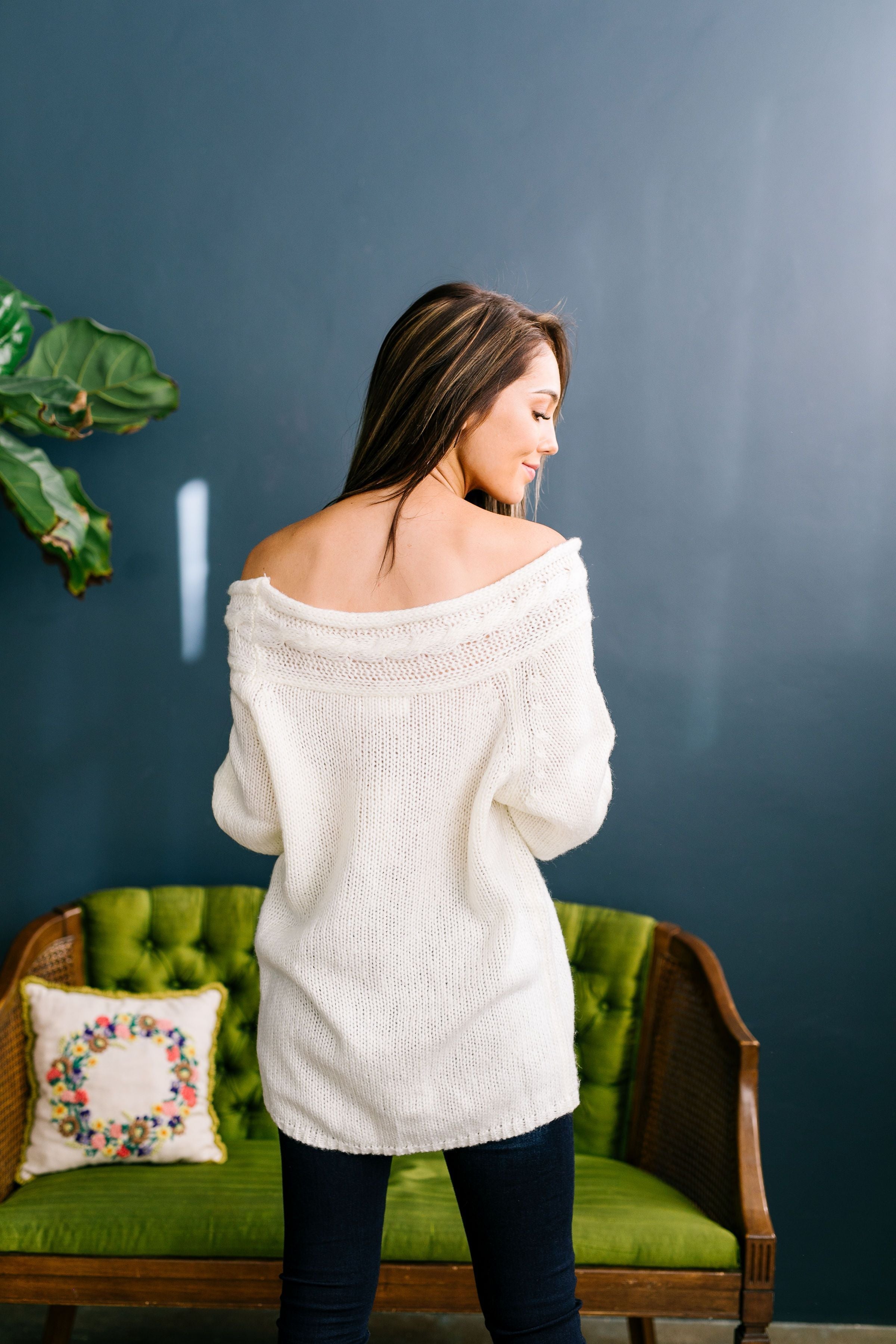 Winter White Cable Knit Off The Shoulder Sweater - ALL SALES FINAL