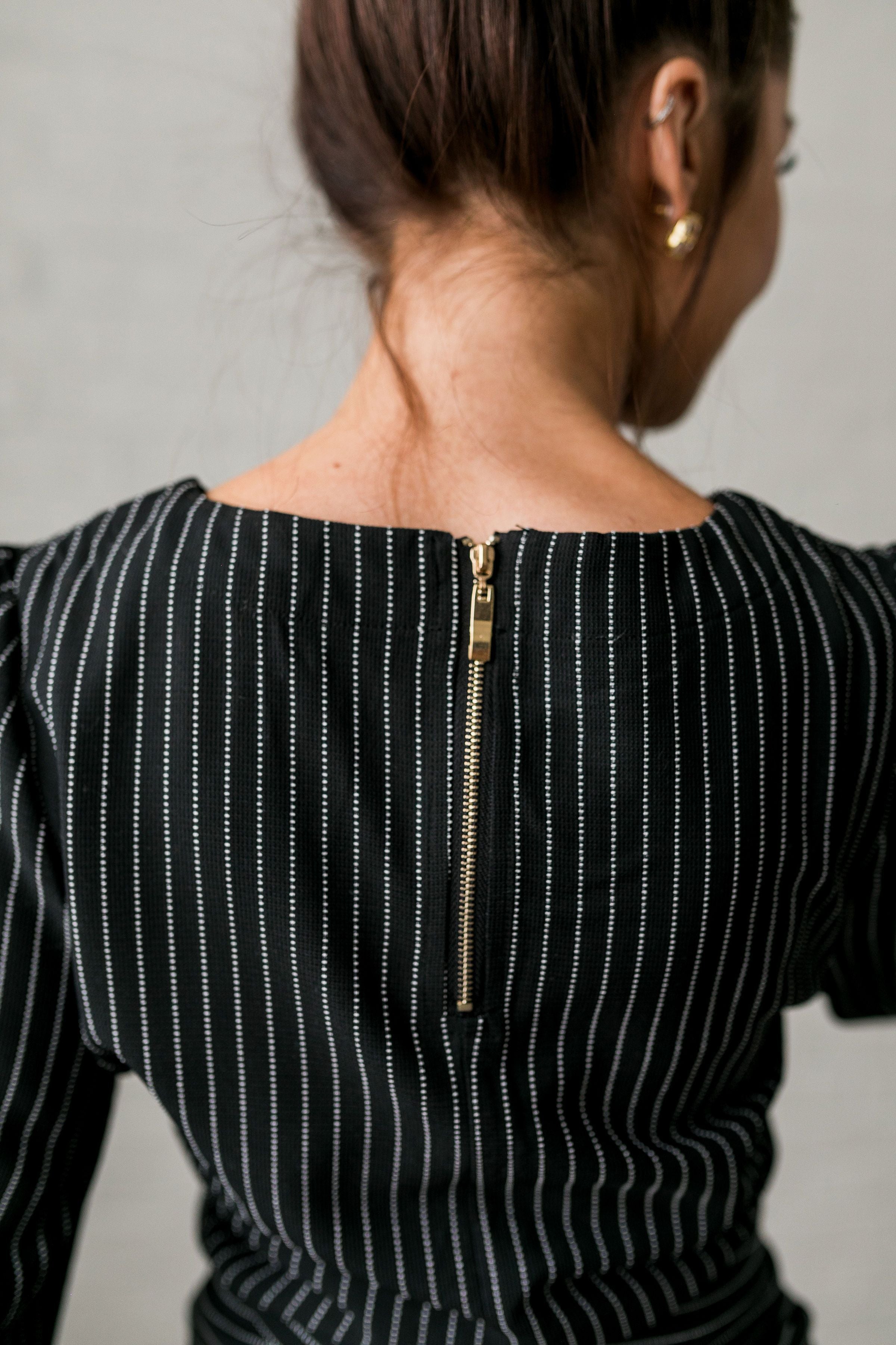 Wrap Around Pinstriped Blouse