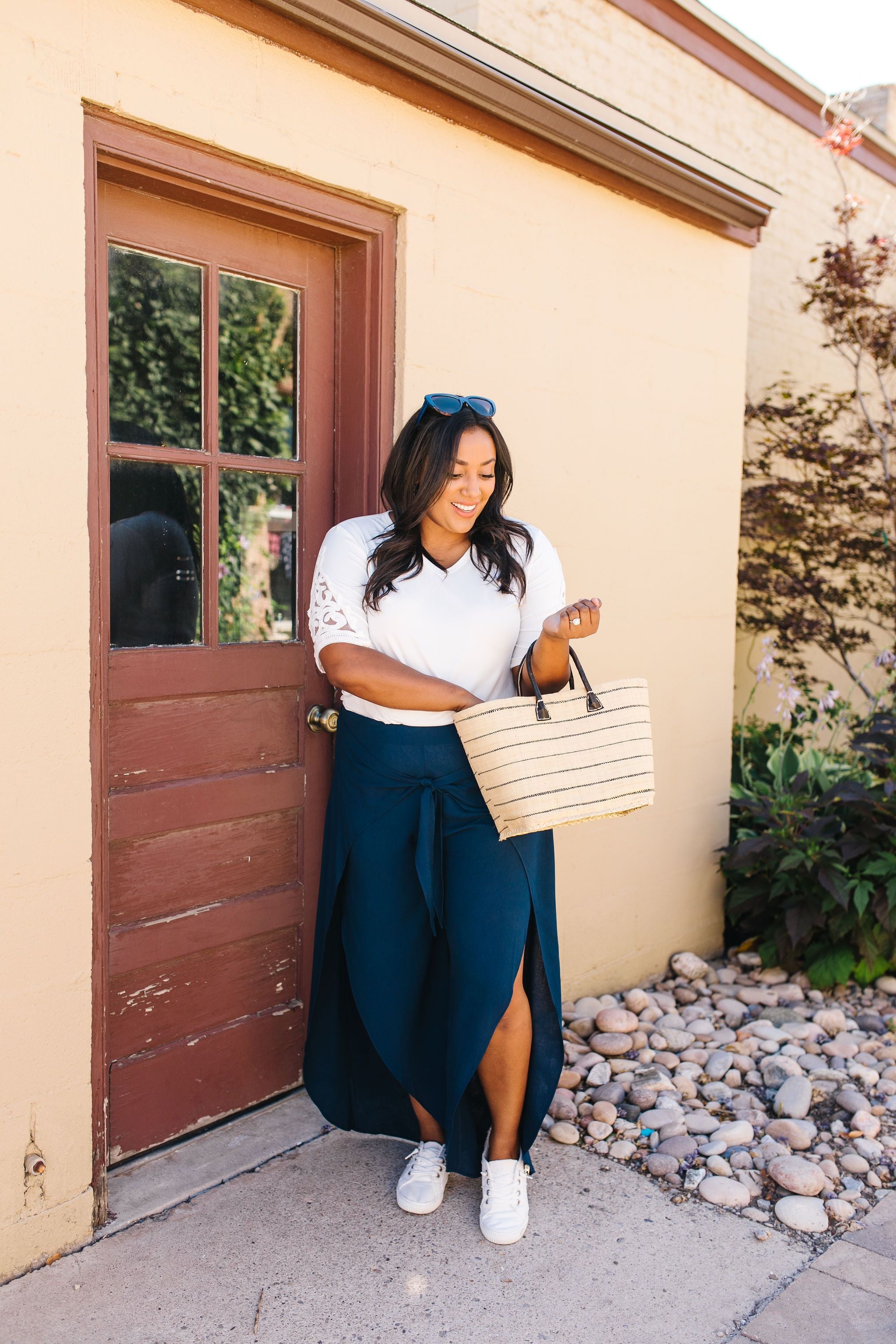 Wrap Fall Up Tie Front Pants In Navy