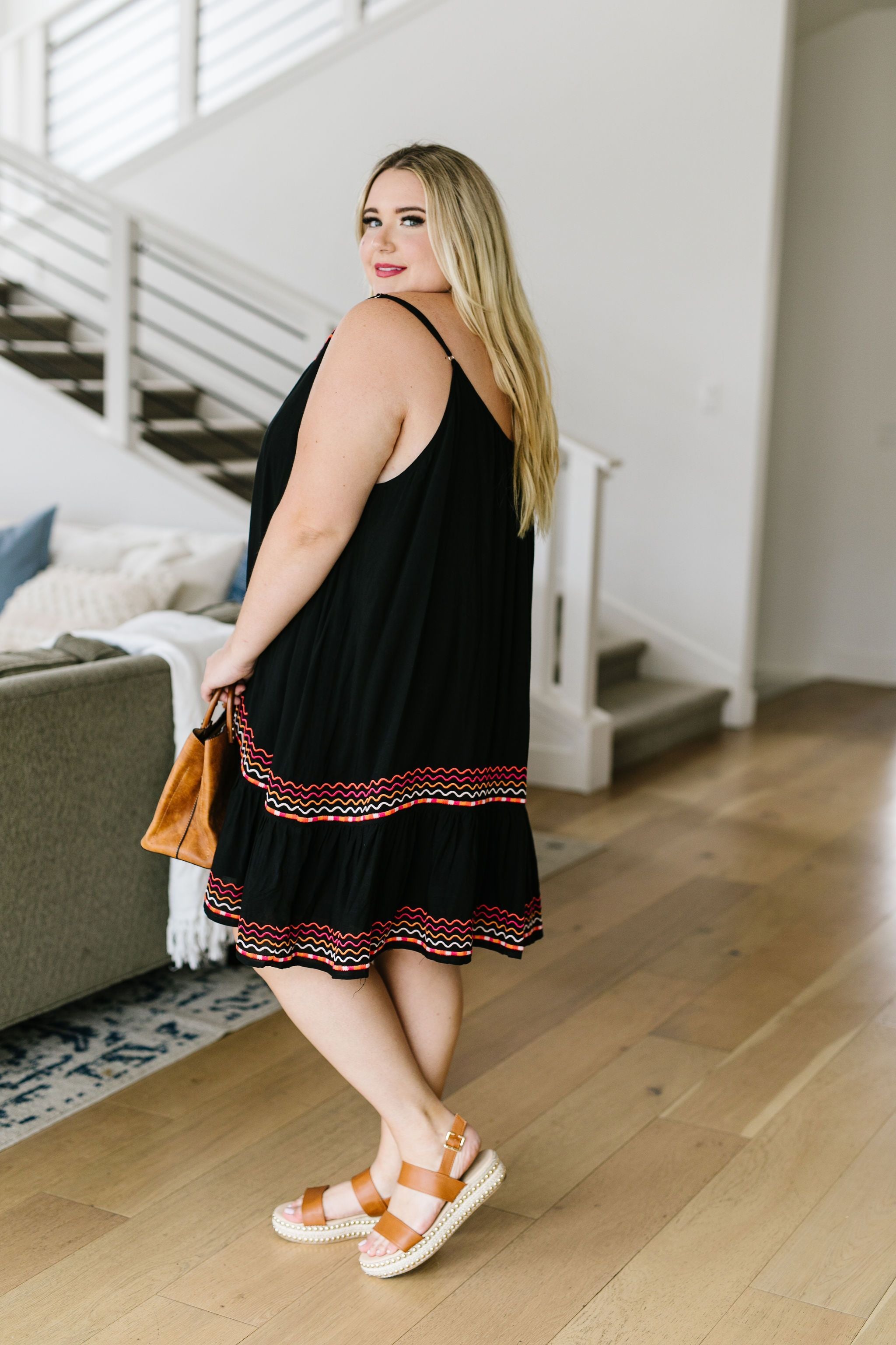 Zig Zag Embroidered Dress