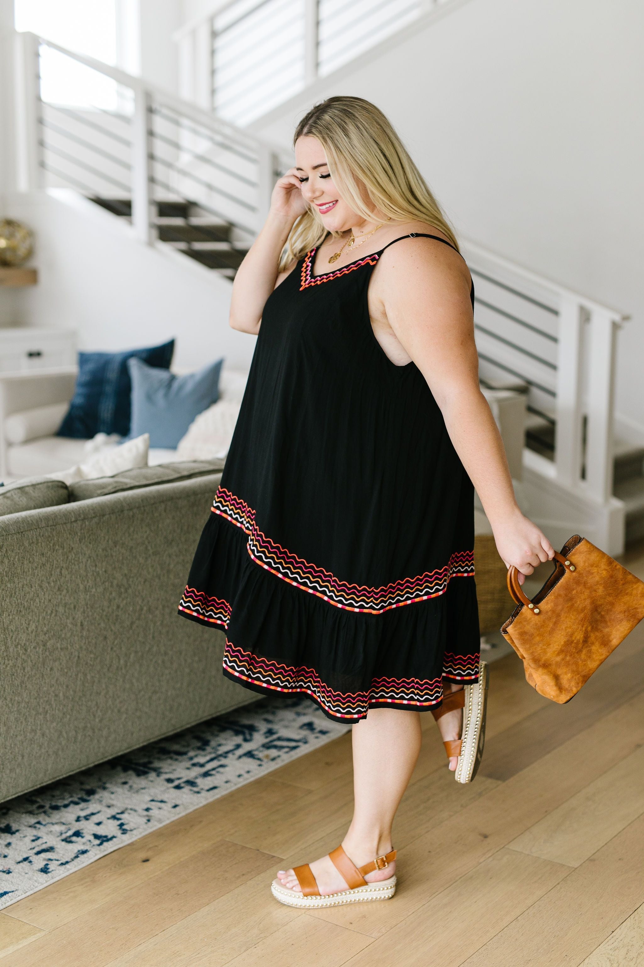 Zig Zag Embroidered Dress