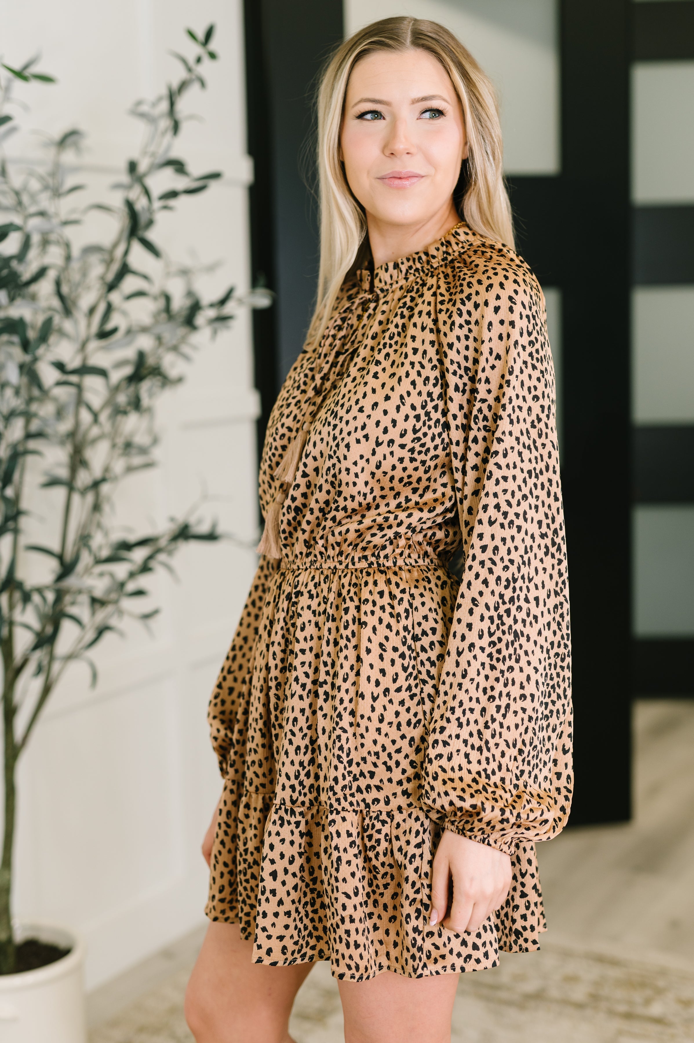 A Cheeky Little Time Tiered Dress in Pecan Brown