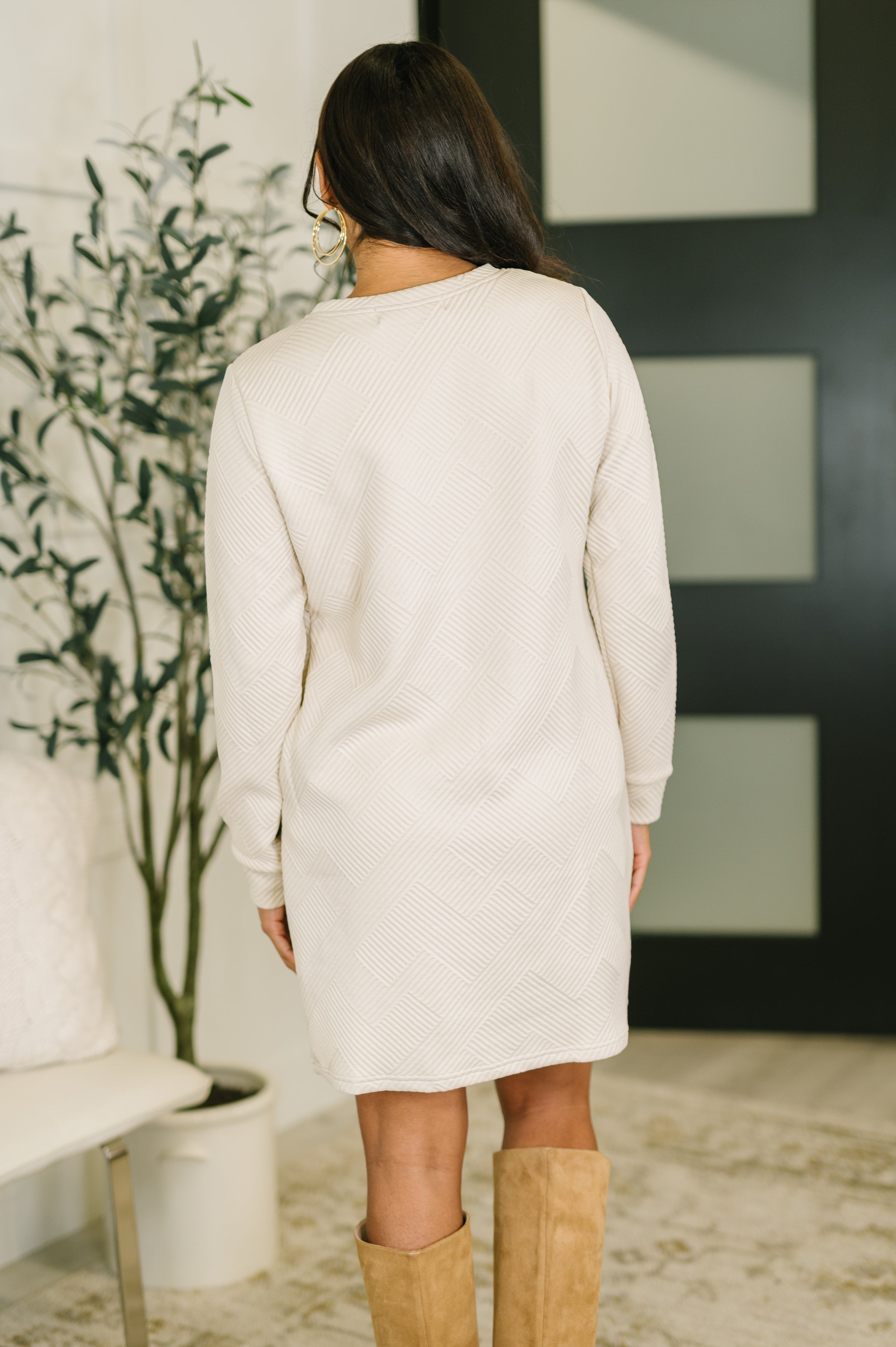 All of Fall Textured Long Sleeve Dress