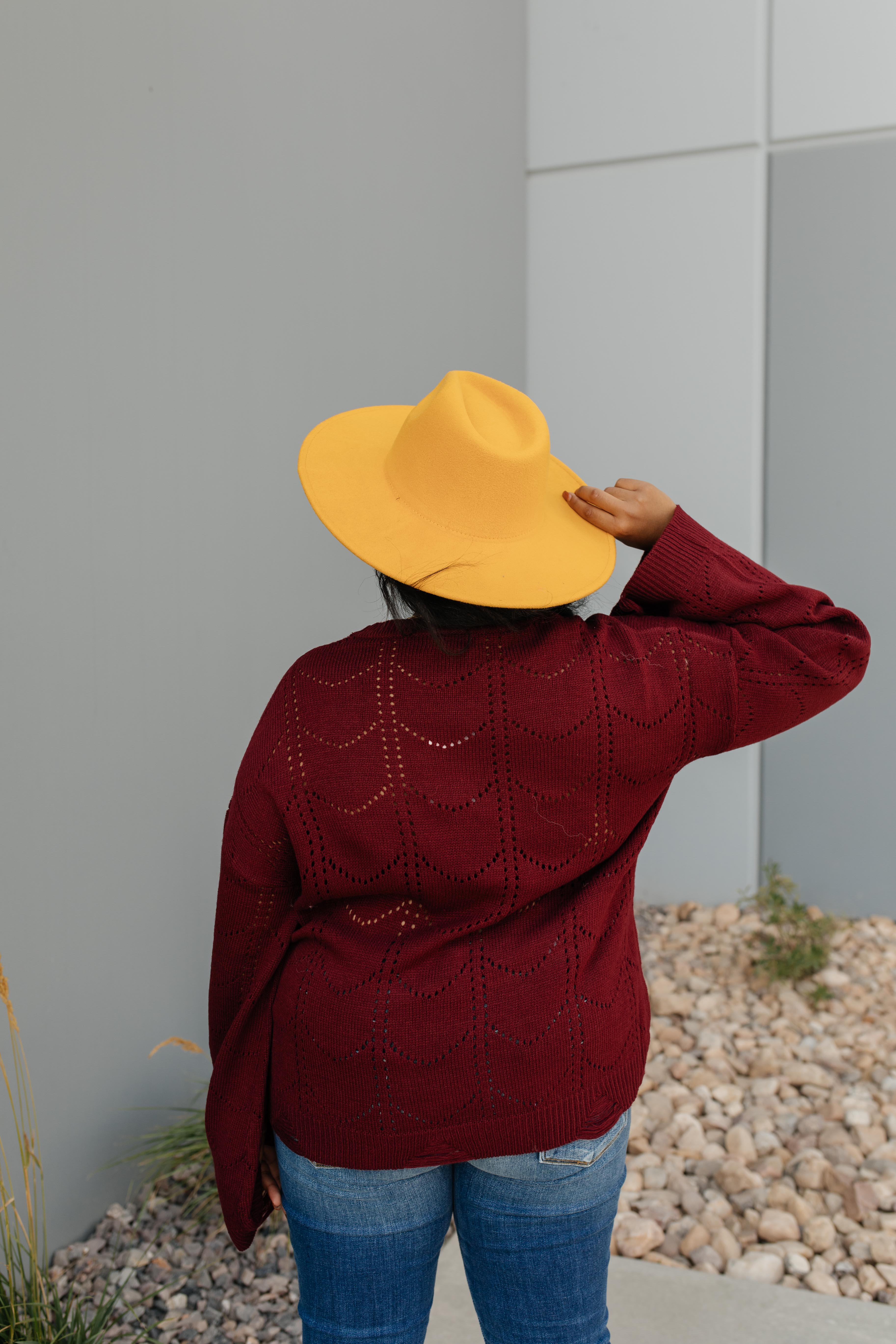 Just A Peek Burgundy Sweater