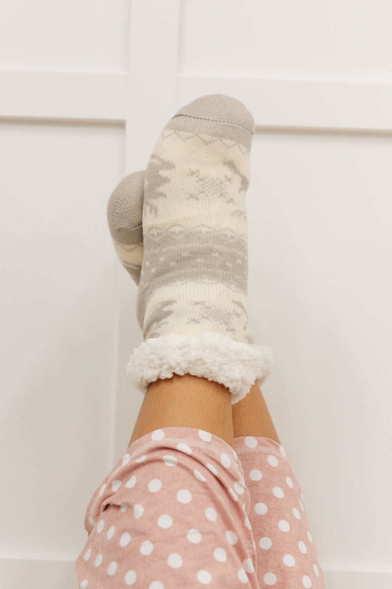 Fuzzy Holiday Socks In Gray