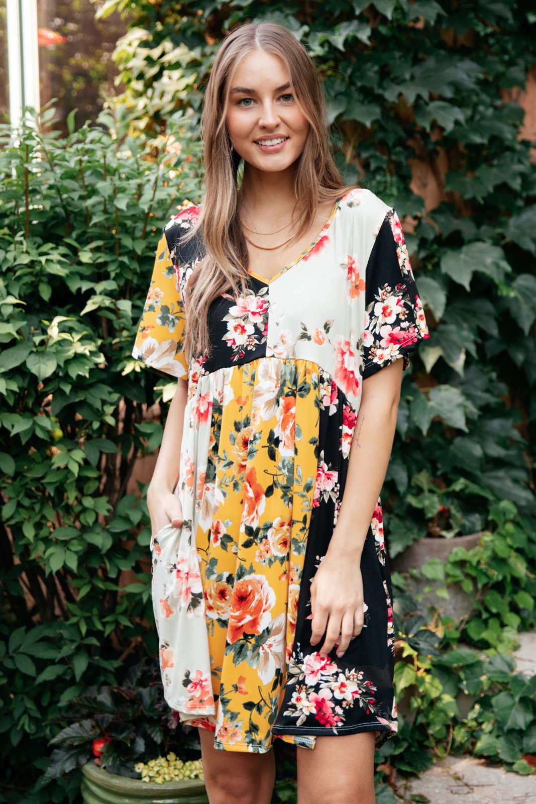 Color Block Blooms Dress