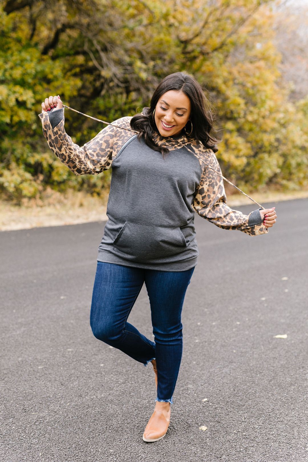 Double Hood Animal Print Raglan Hoodie