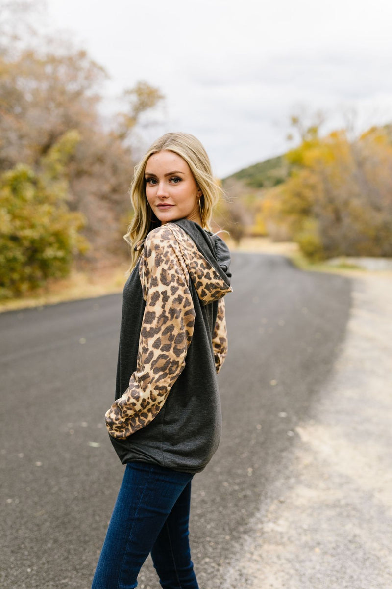 Double Hood Animal Print Raglan Hoodie