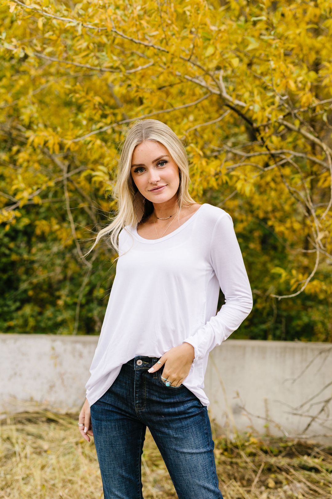 A Ray Of White Long Sleeve V