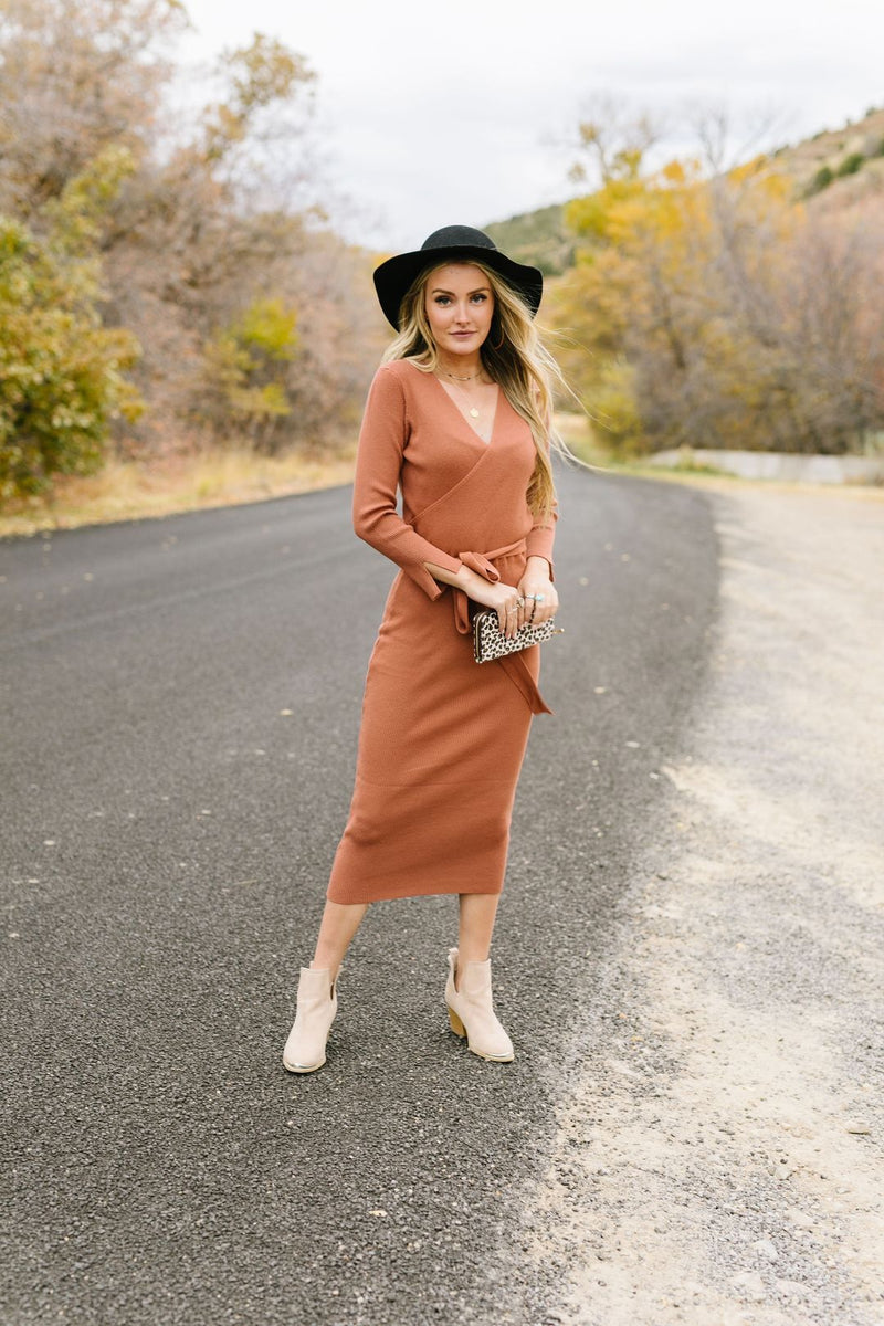 Ribbed + Wrapped Sweater Dress