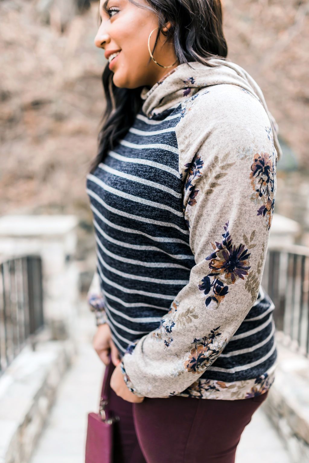 Hooded Bliss Floral + Stripe Hoodie