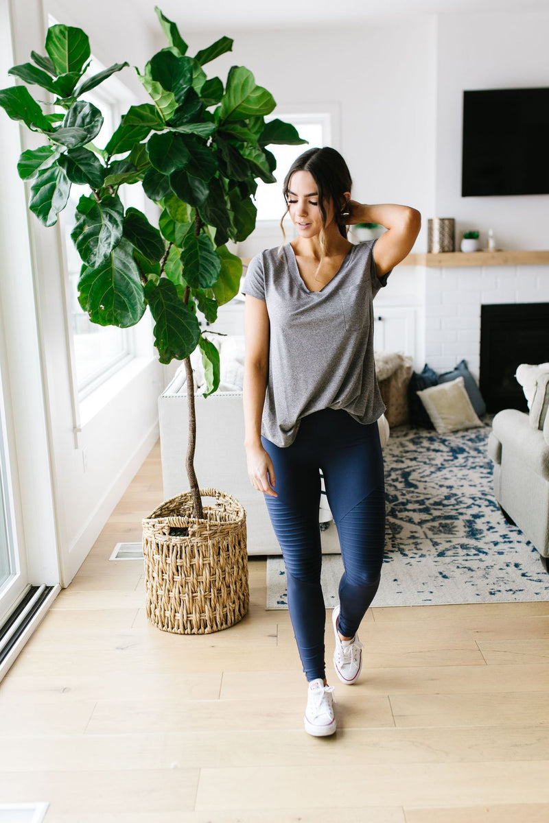 Everyday Yay V-Neck Tee In Heather Gray
