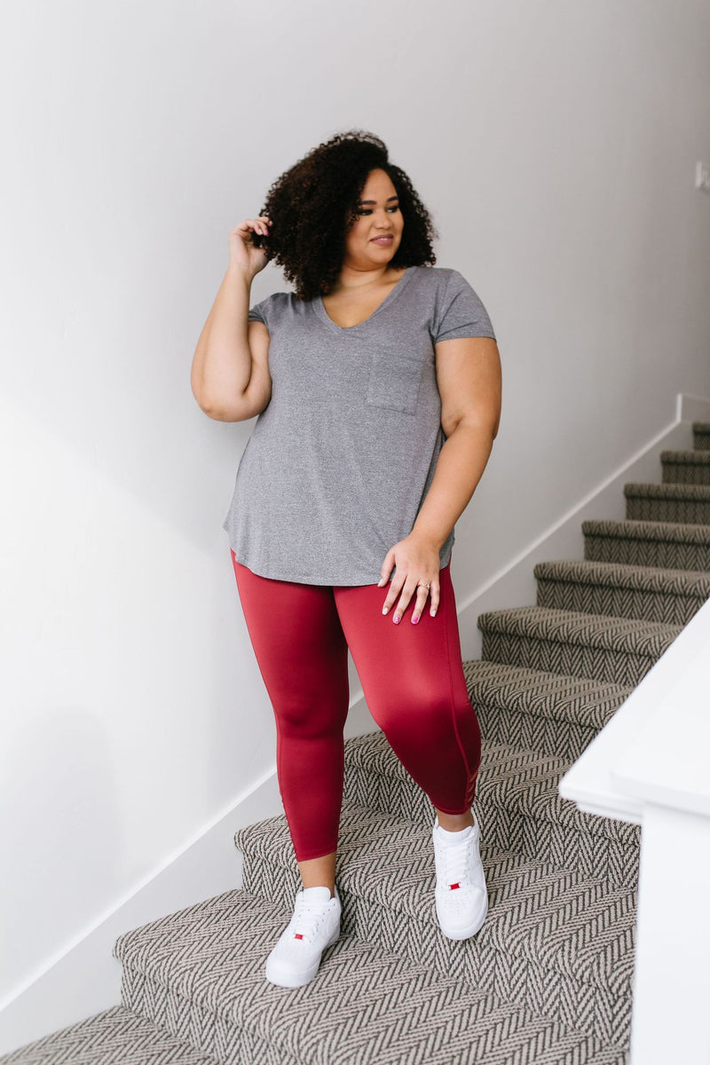 Everyday Yay V-Neck Tee In Heather Gray
