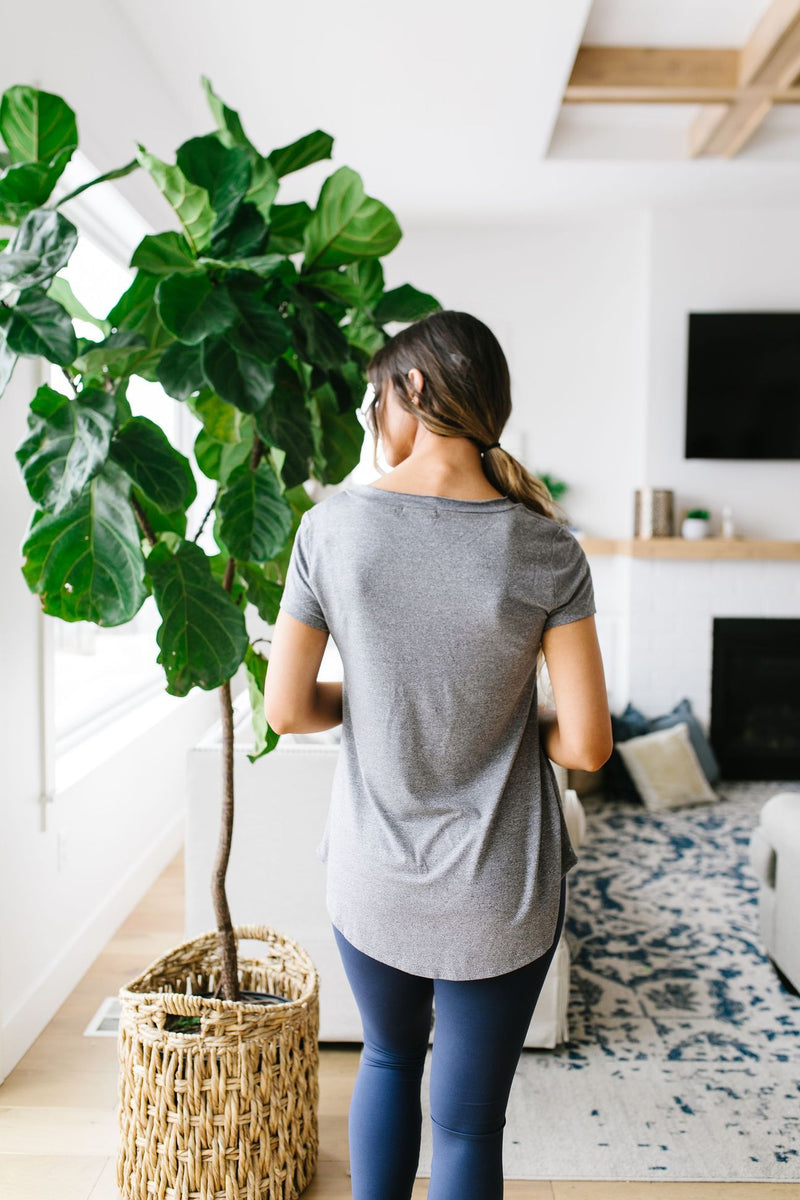 Everyday Yay V-Neck Tee In Heather Gray