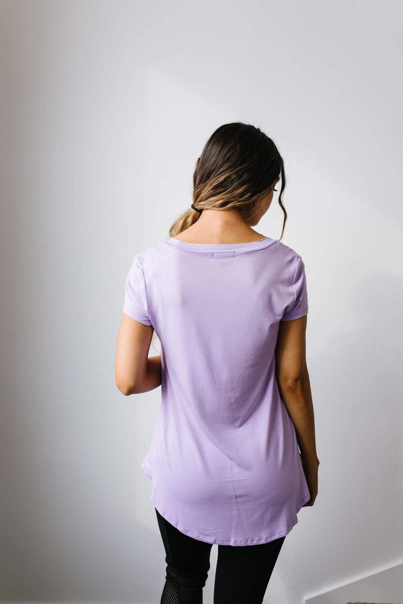 Everyday Yay V-Neck Tee In Lavender