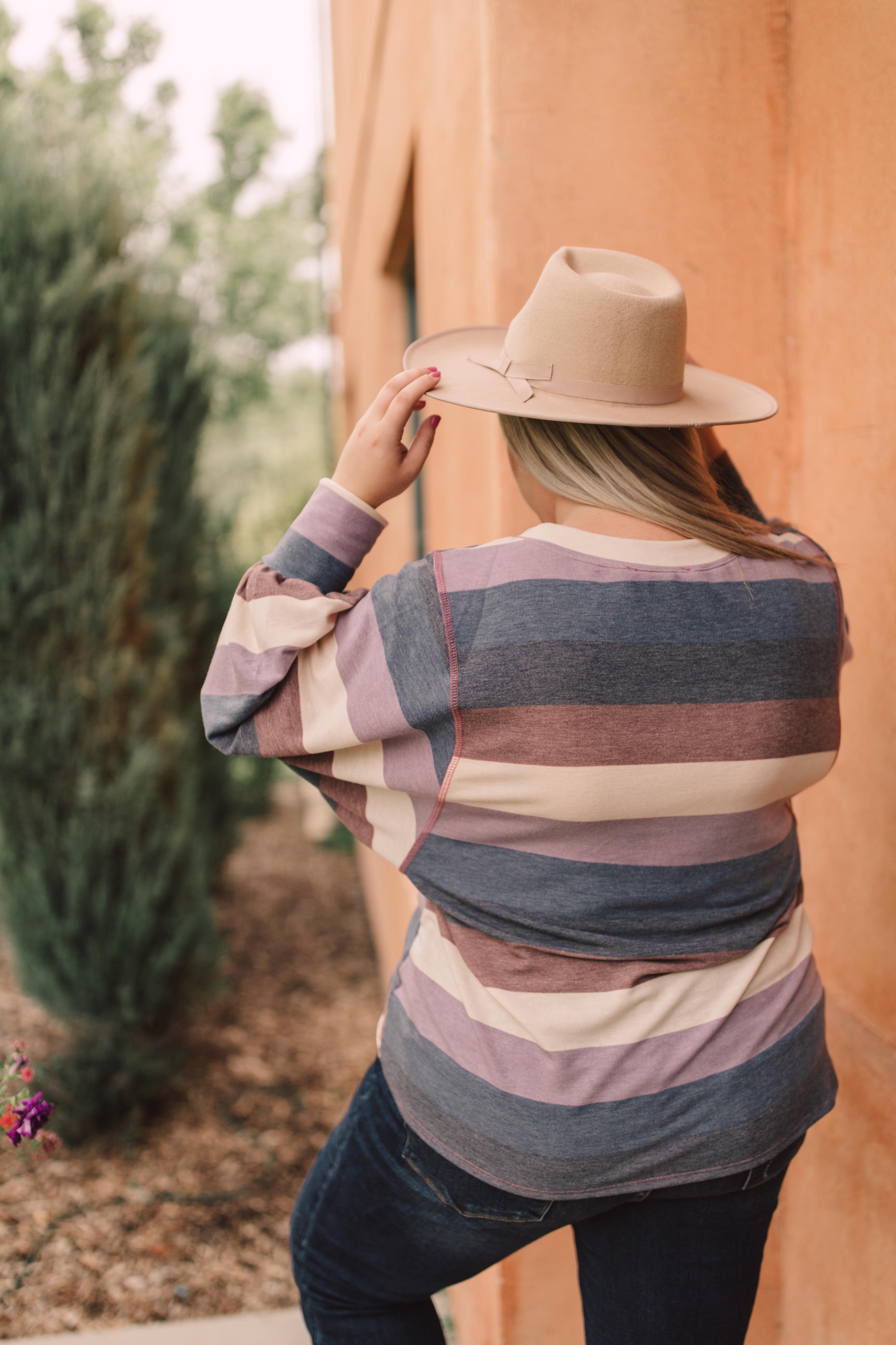 Balloon Sleeve Striped Top