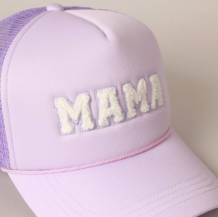PREORDER: Mama Chenille Letter Patch Trucker Hat in Three Colors