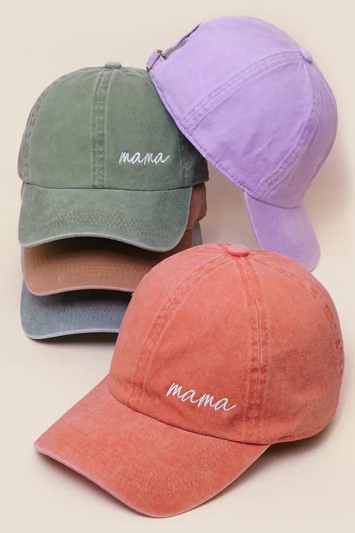 PREORDER: Mama Embroidered Baseball Cap in Assorted Colors